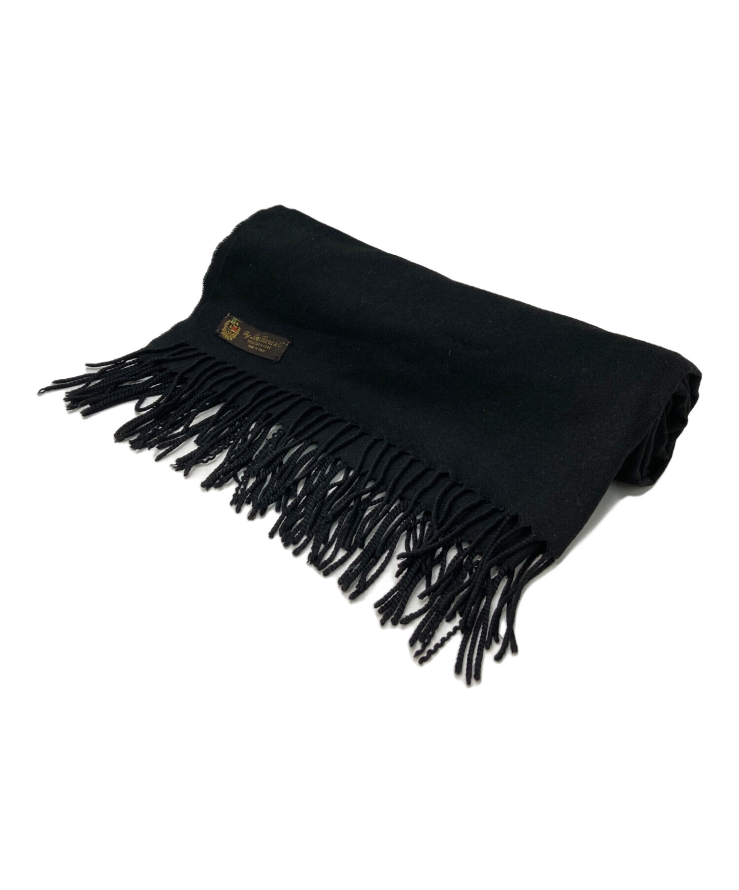 Loro Piana✨ 最高級カシミヤ100% 純正マフラー 黒 フリンジ付き ロロピアーナ カシミア マフラー Loro Piana cashmere