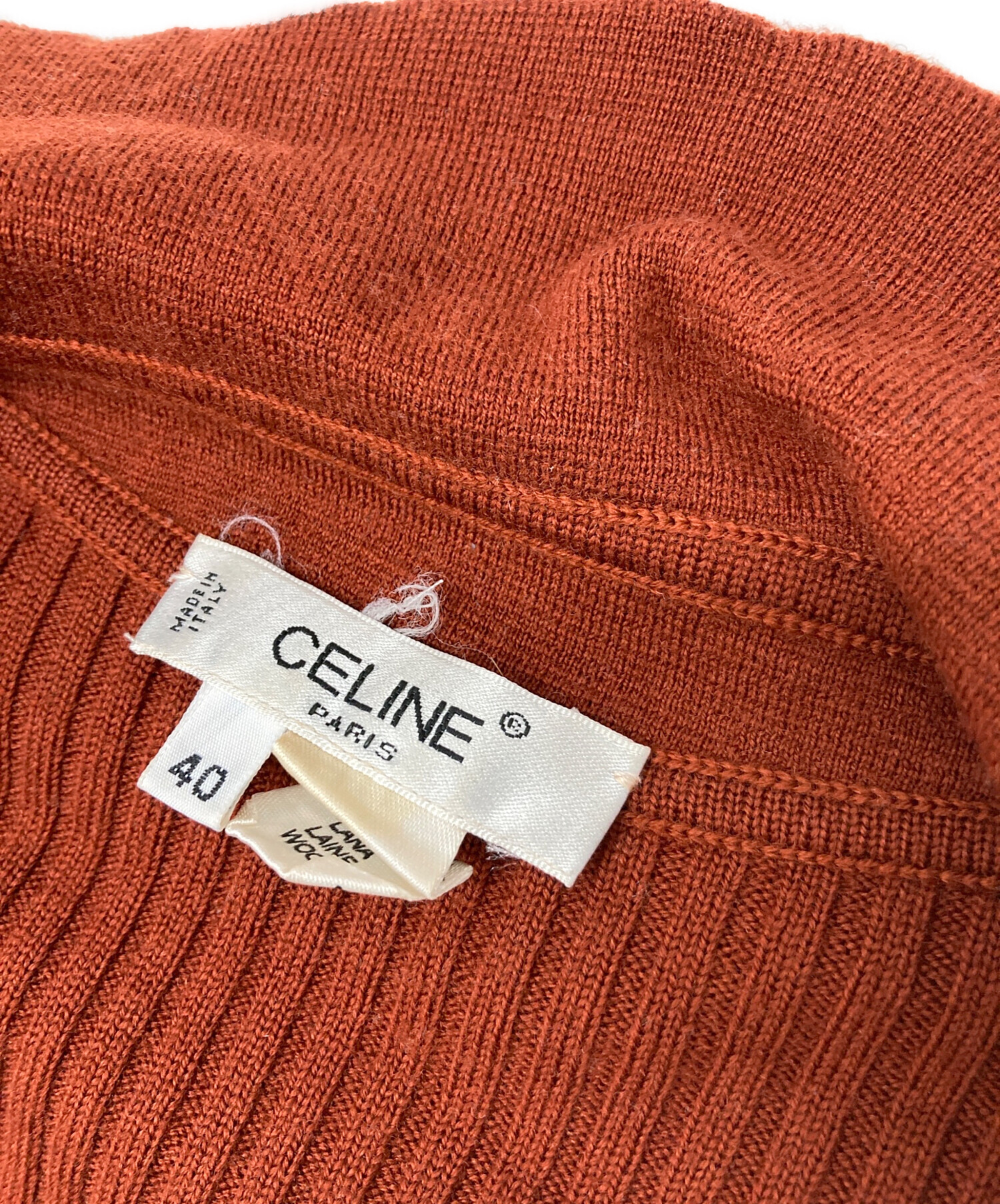 中古・古着通販】CELINE (セリーヌ) ウールニットポロシャツ ブラウン 