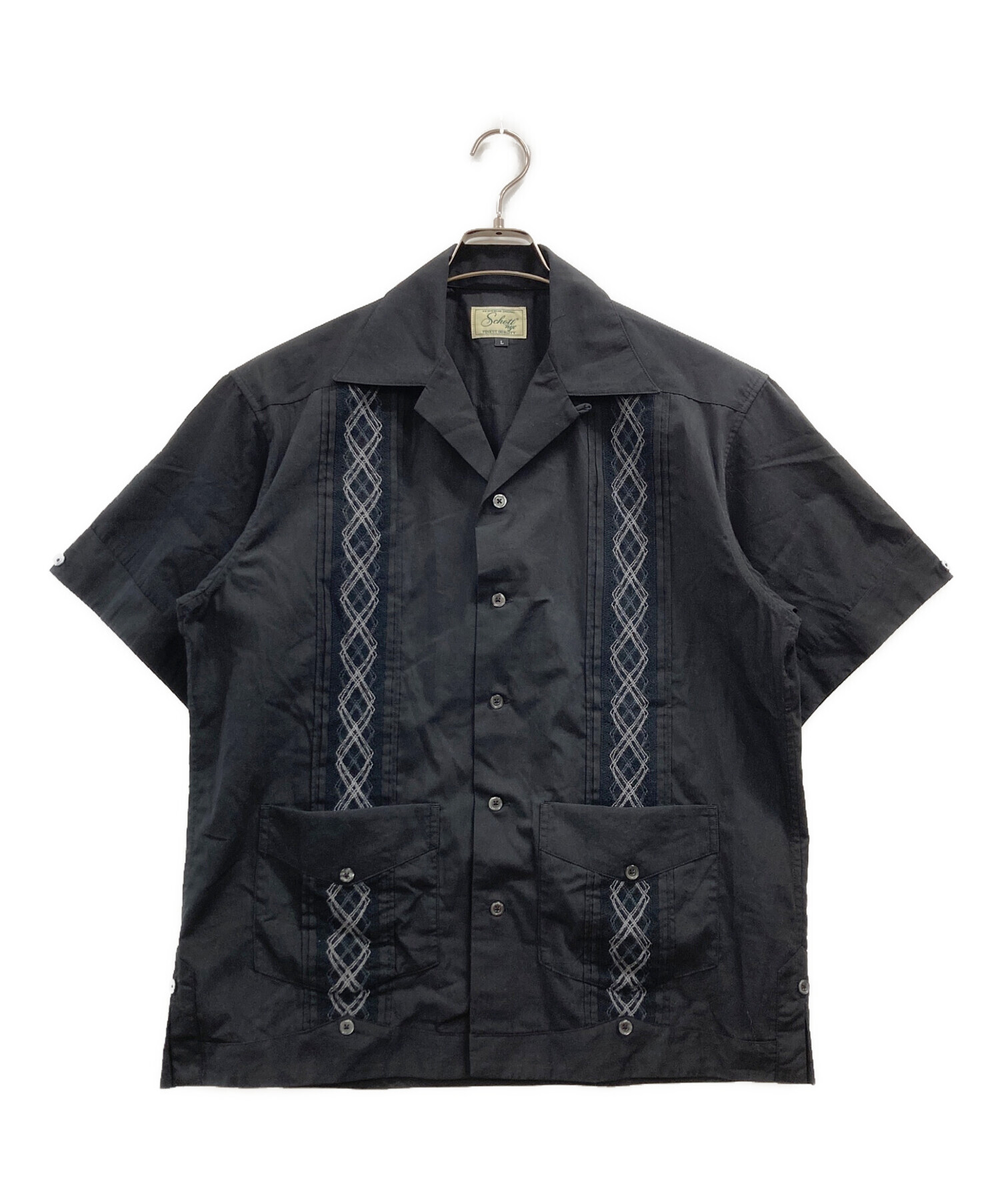 中古・古着通販】Schott (ショット) BRAID CUBA SHIRT ブラック サイズ