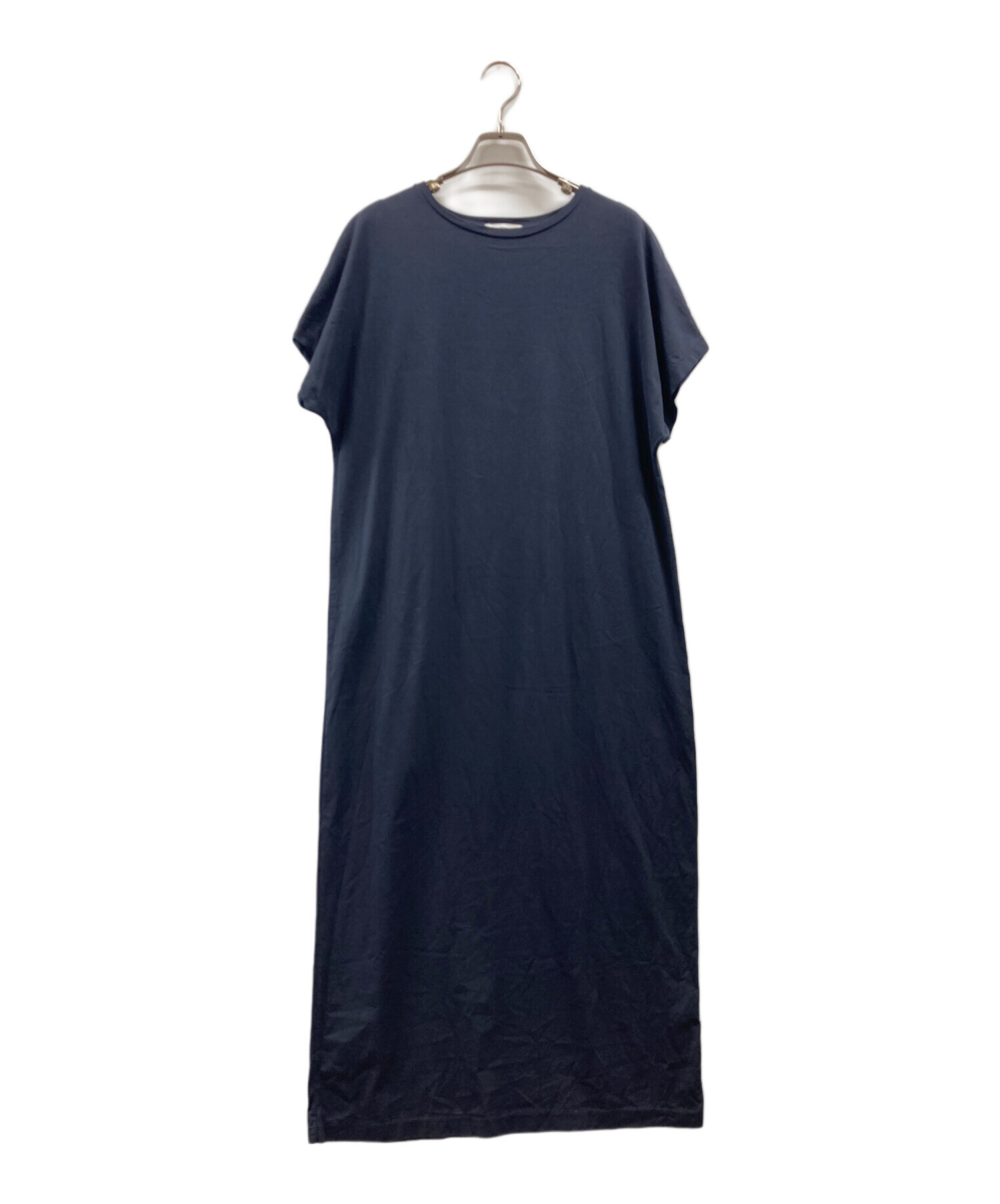中古・古着通販】ATON (エイトン) 半袖ワンピース ネイビー サイズ:02