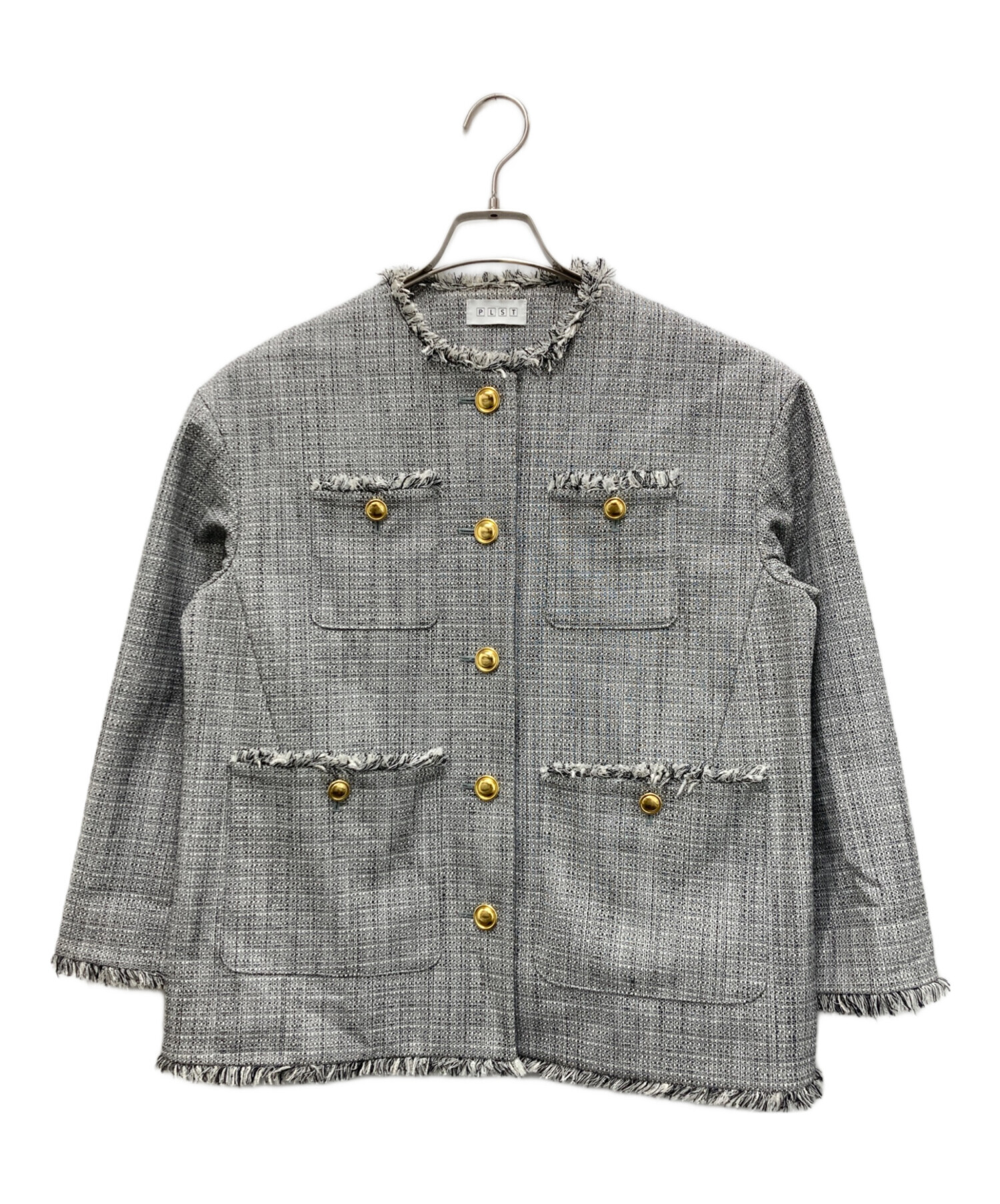 中古・古着通販】PLST (プラステ) ツイードメタルボタンジャケット