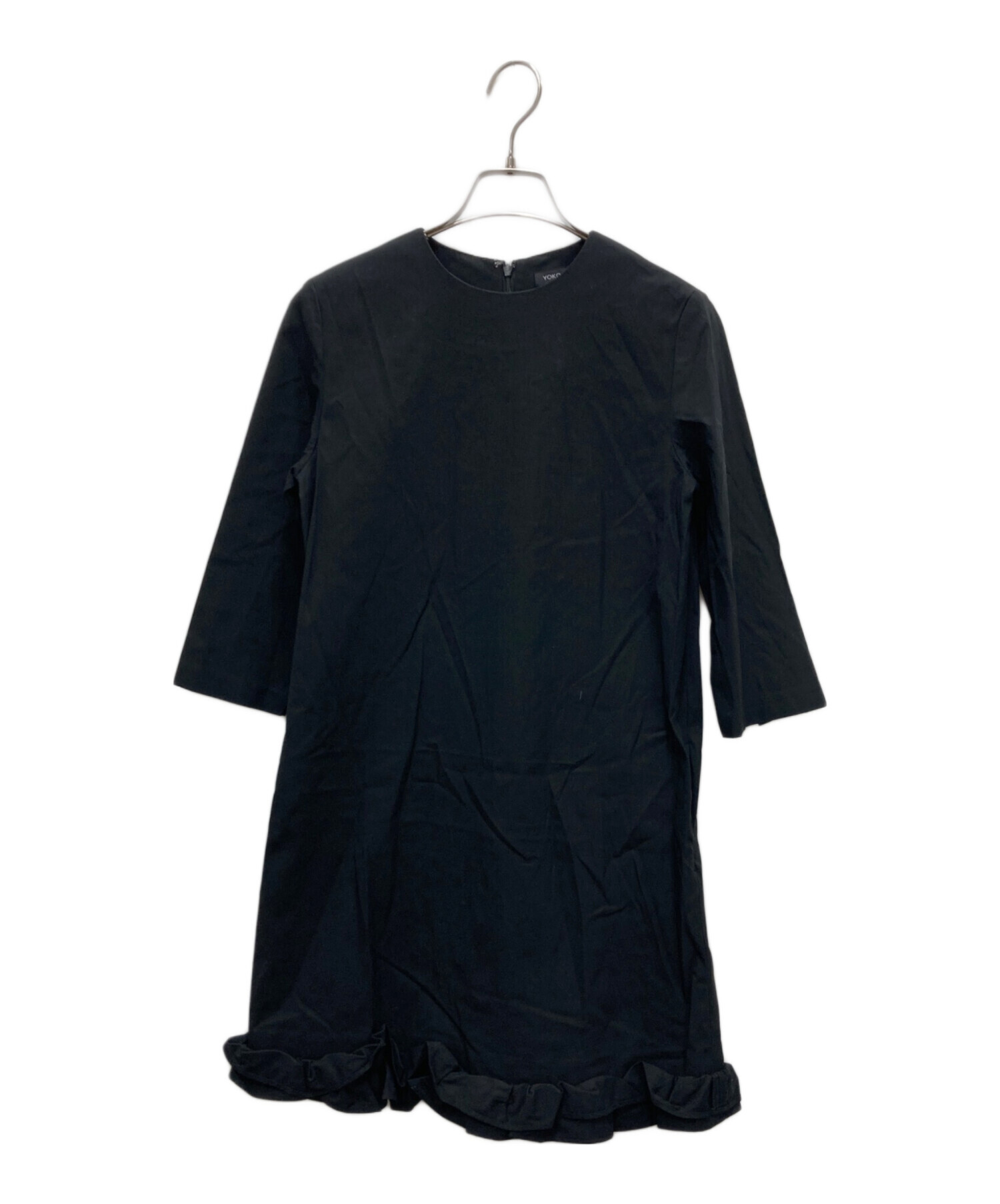 YOKO CHAN パール装飾付き七分袖ワンピース　ブラック　サイズ38 中古・古着通販】YOKO CHAN (ヨーコチャン) 裾フリル7分袖ワンピース