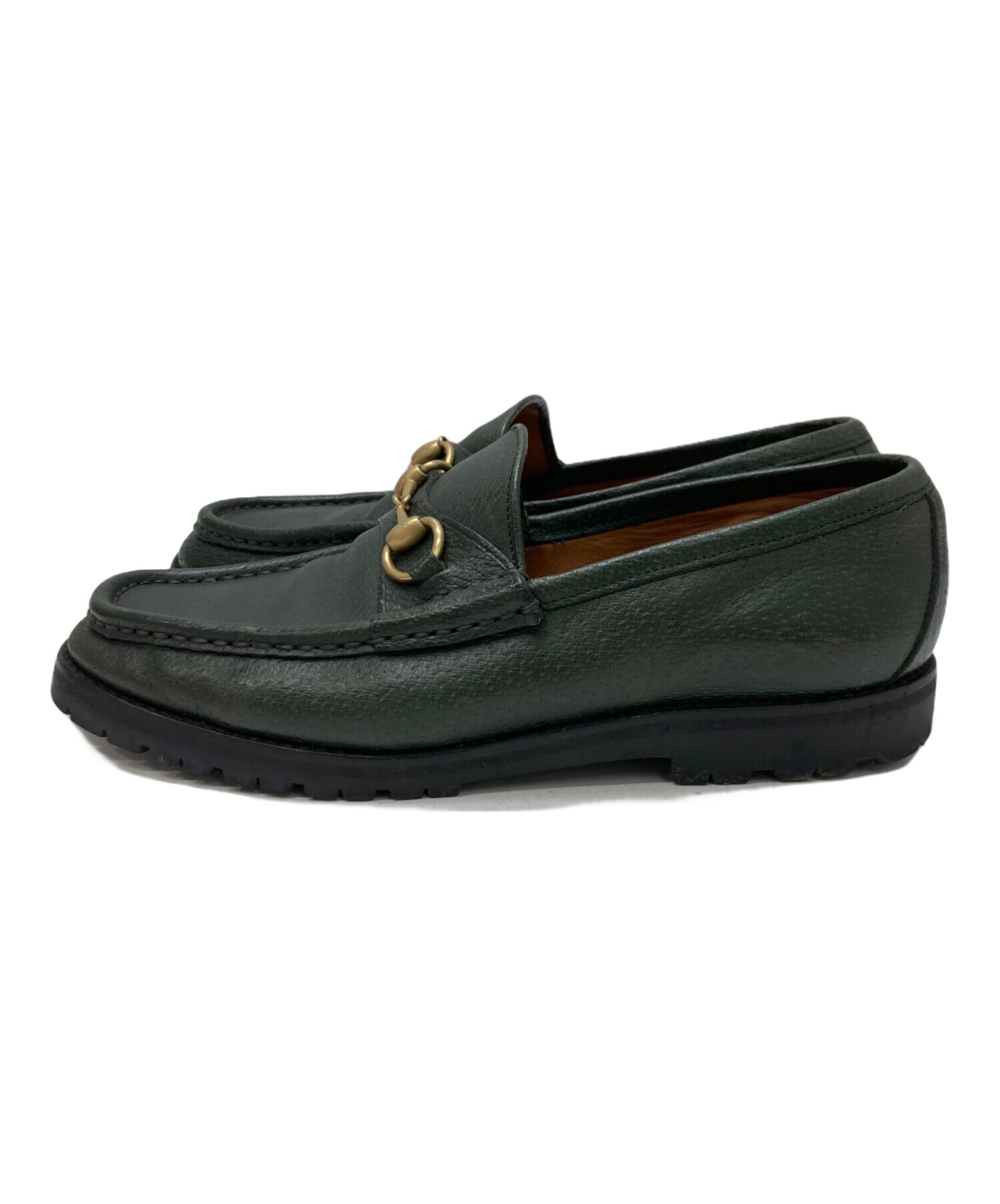 中古・古着通販】GUCCI (グッチ) ビットローファー グリーン サイズ:6 