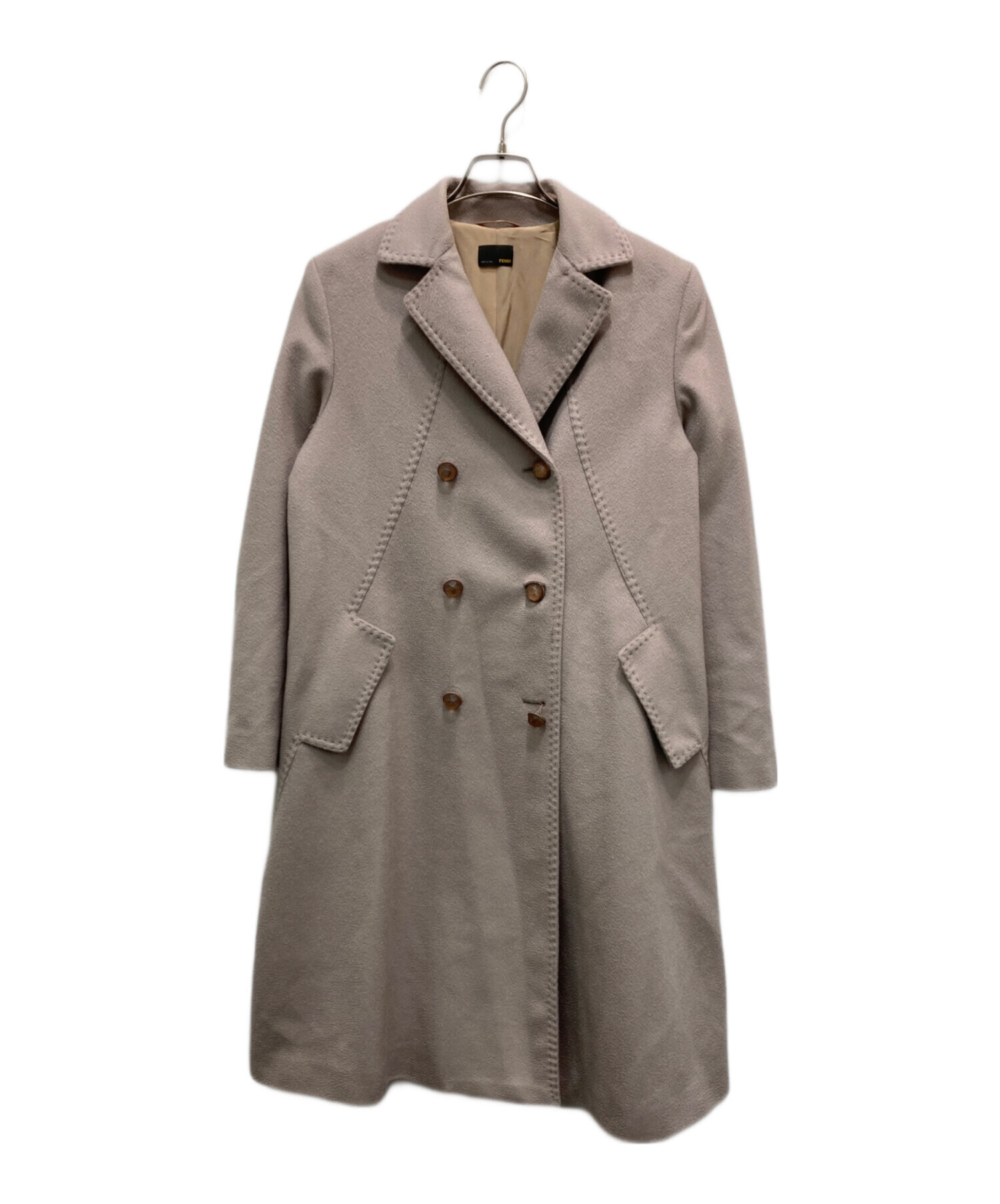 FENDI グレー トレンチコート 中古・古着通販】FENDI (フェンディ) カシミヤダブルブレストコート