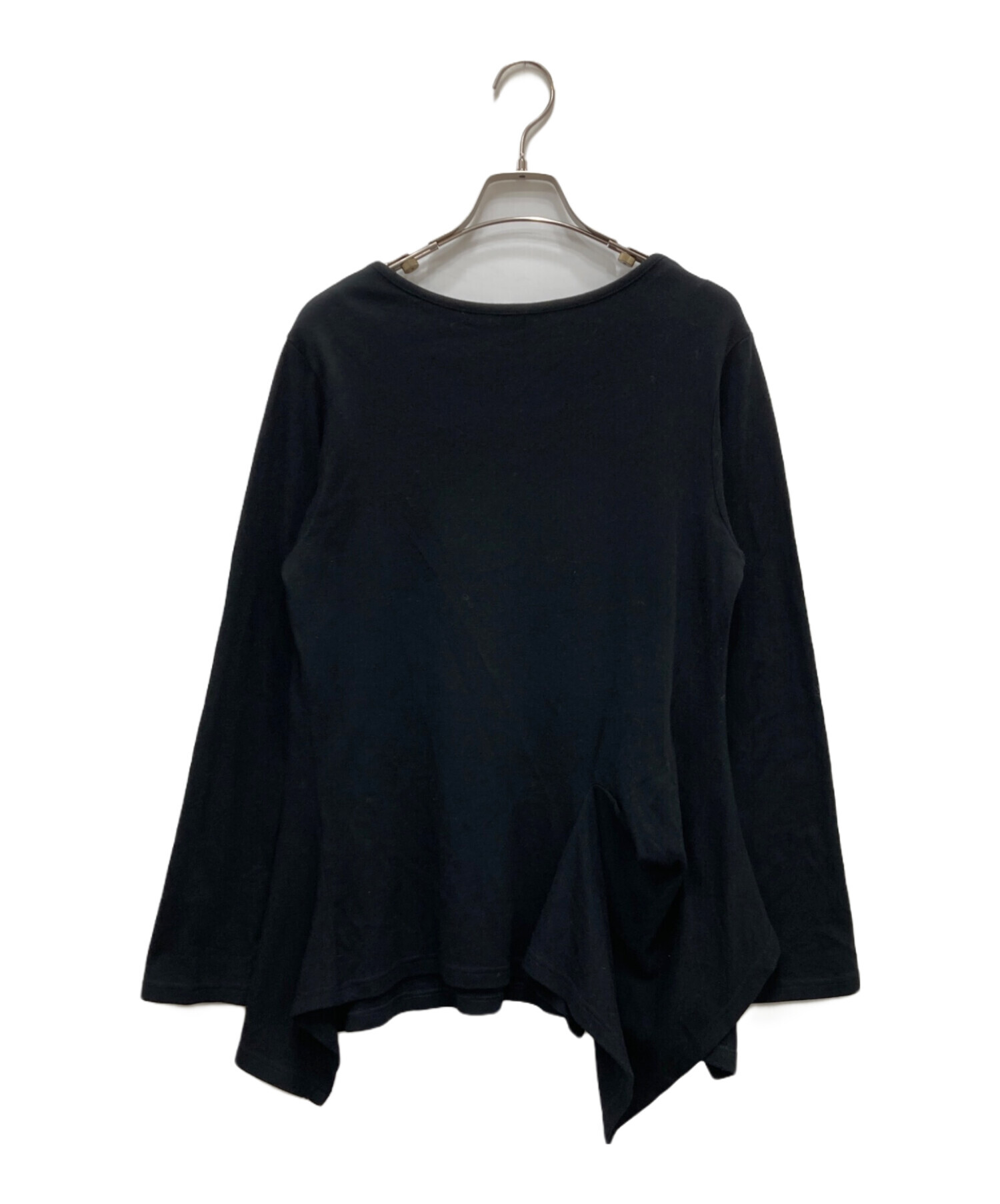 中古・古着通販】Y's (ワイズ) アシンメトリーカットソー ブラック