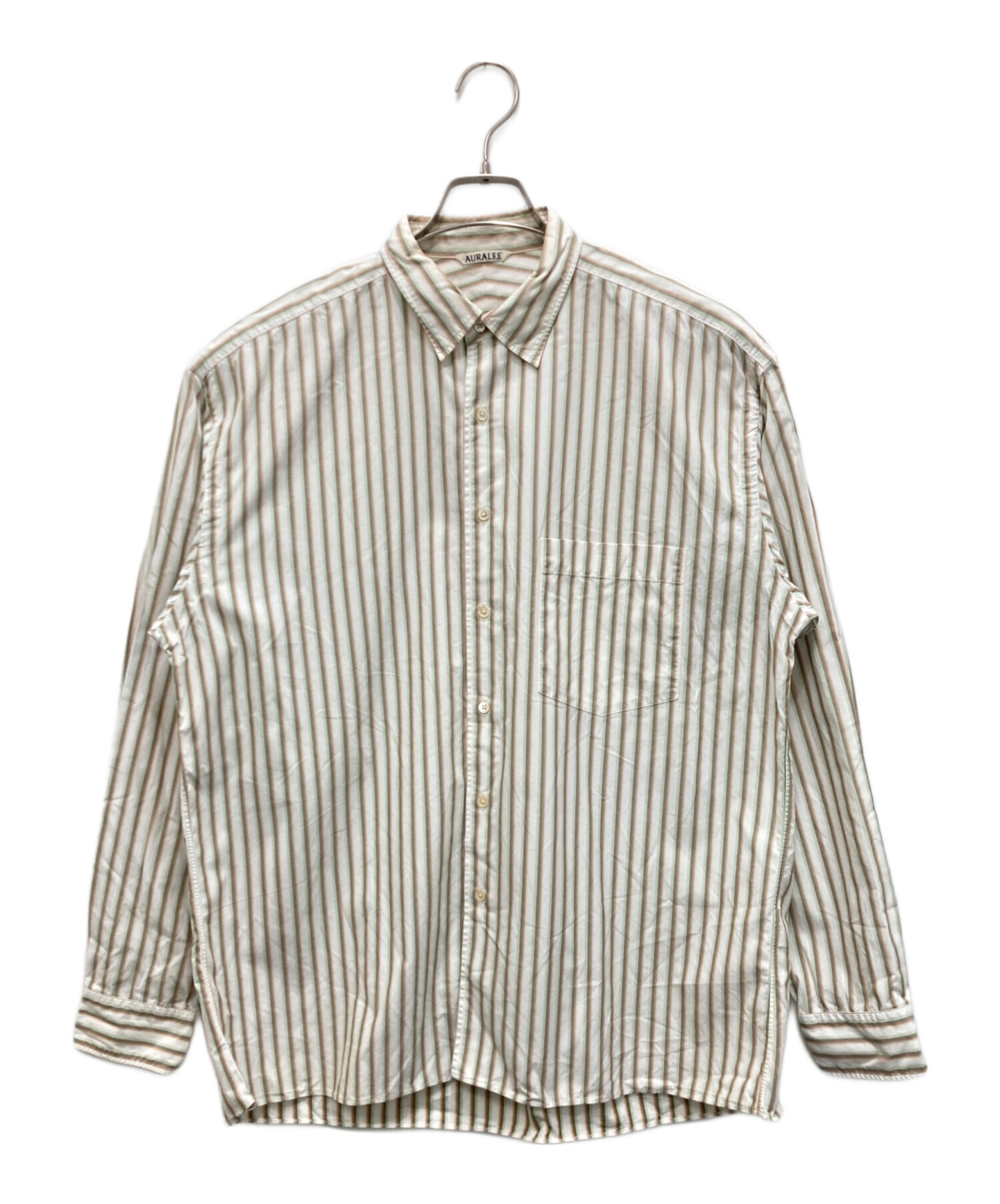 中古・古着通販】AURALEE (オーラリー) ストライプシャツ ベージュ