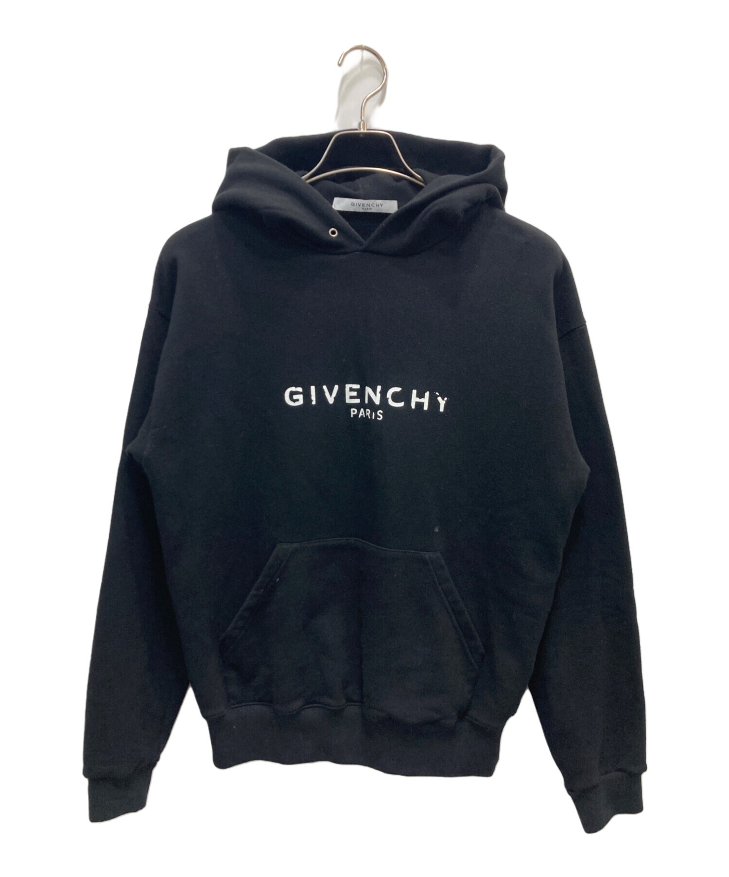 GIVENCHY ジバンシー ブラック フード付き パーカー デストロイ加工 中古・古着通販】GIVENCHY (ジバンシィ) デストロイロゴパーカー