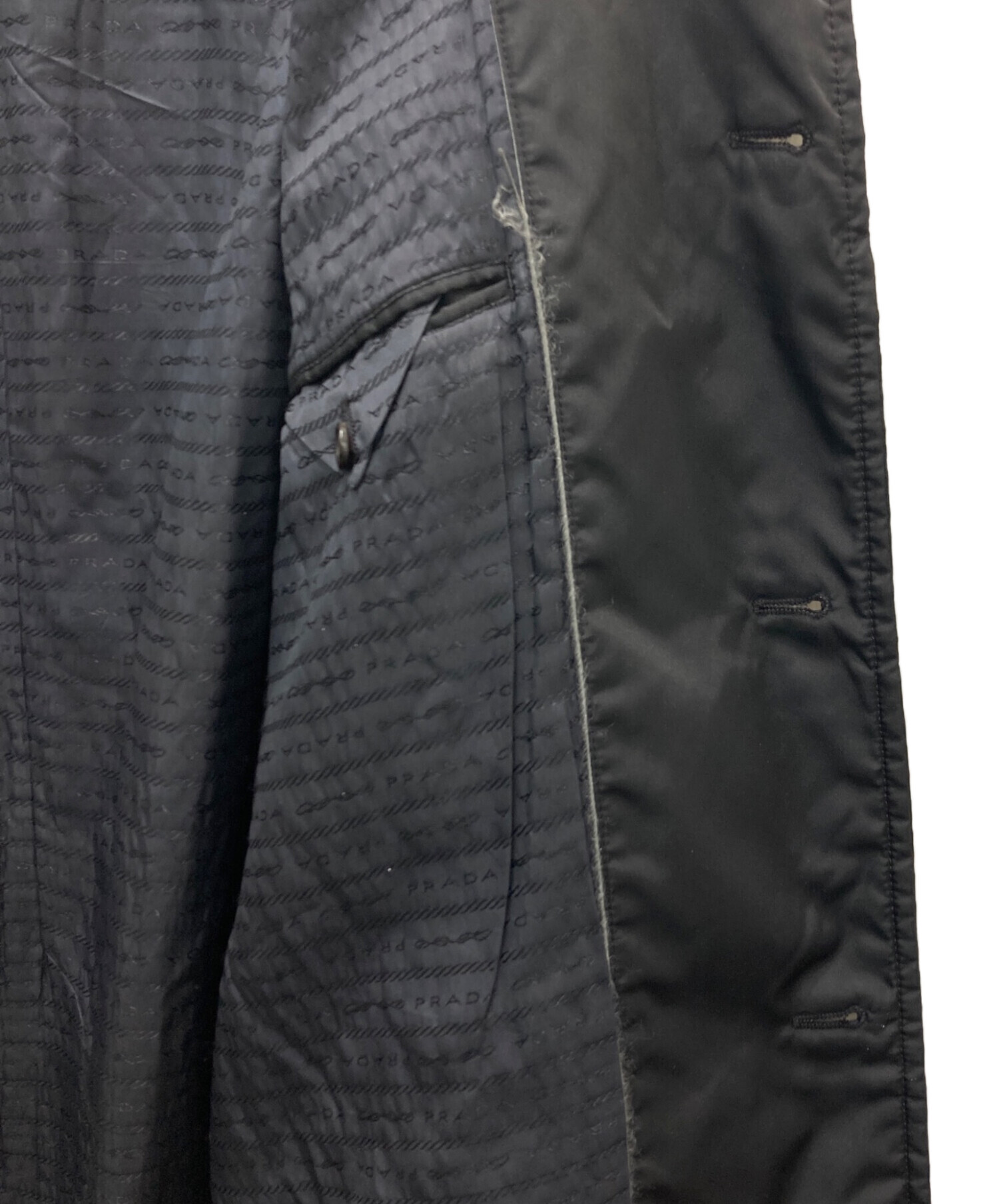 中古・古着通販】PRADA (プラダ) ナイロンステンカラーコート ブラック