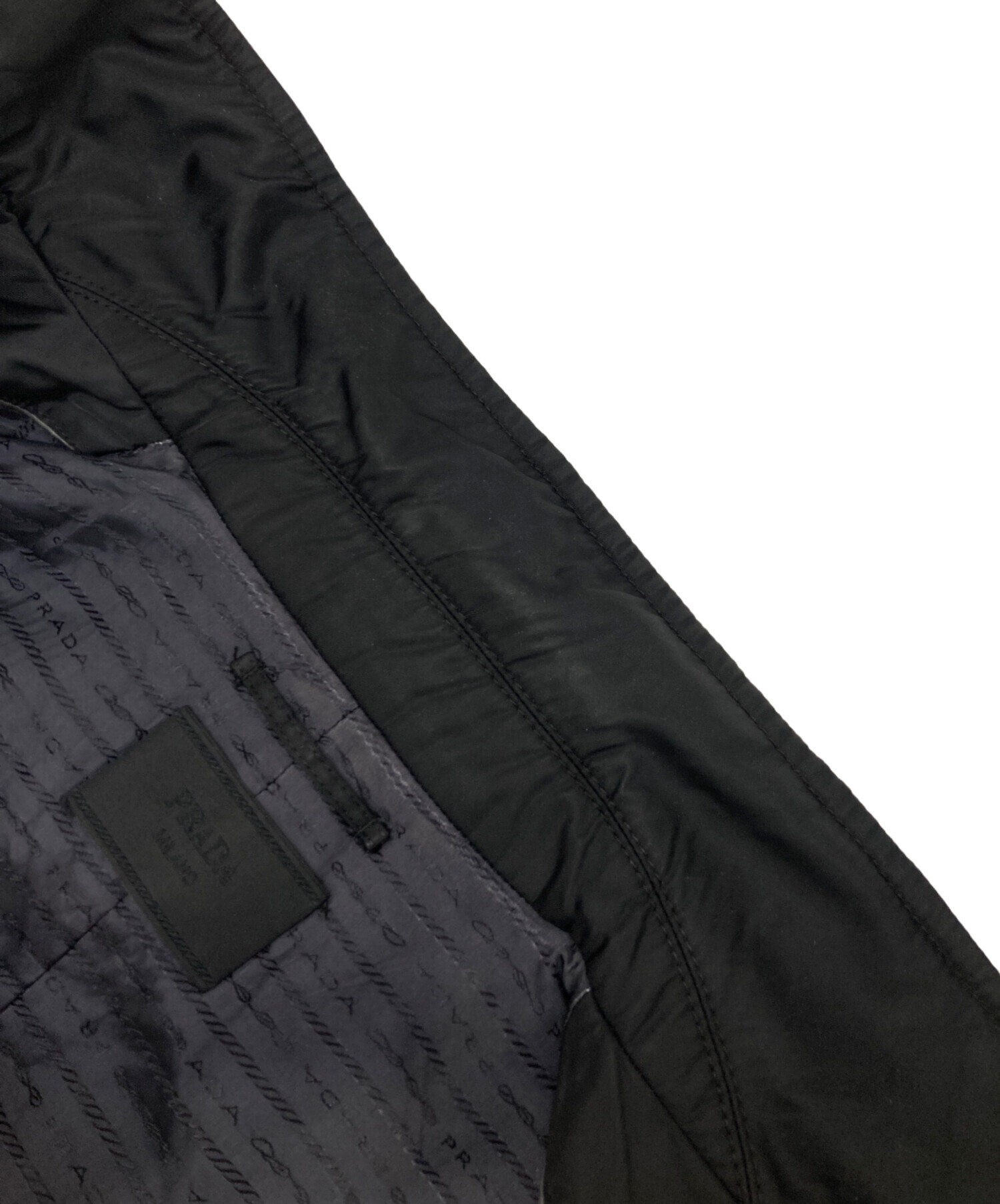 中古・古着通販】PRADA (プラダ) ナイロンステンカラーコート ブラック