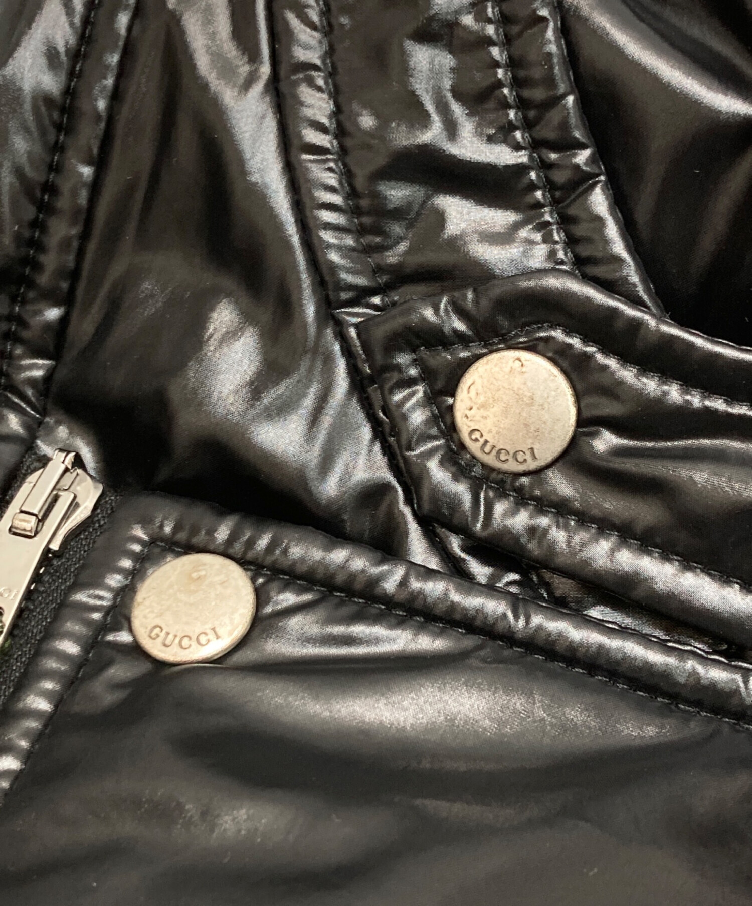 GUCCI グッチ レザー ジャケット アウター ファー ブルゾン ジャージ 中古・古着通販】GUCCI (グッチ) HOLLYWOOD レザーブルゾン ブラック