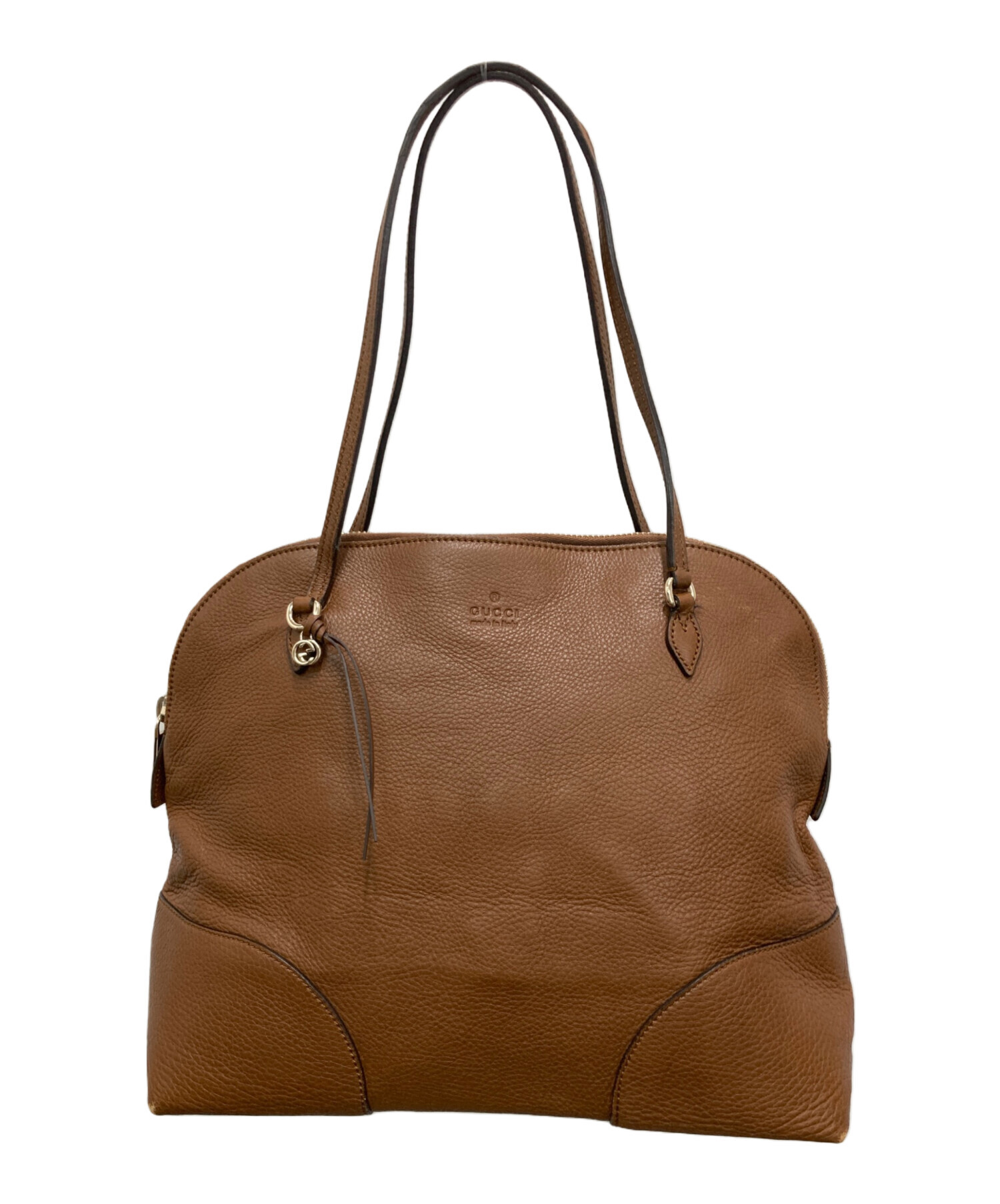 GUCCI レザー ハンドバッグ ブラウン 中古・古着通販】GUCCI (グッチ) レザーハンドバッグ ブラウン