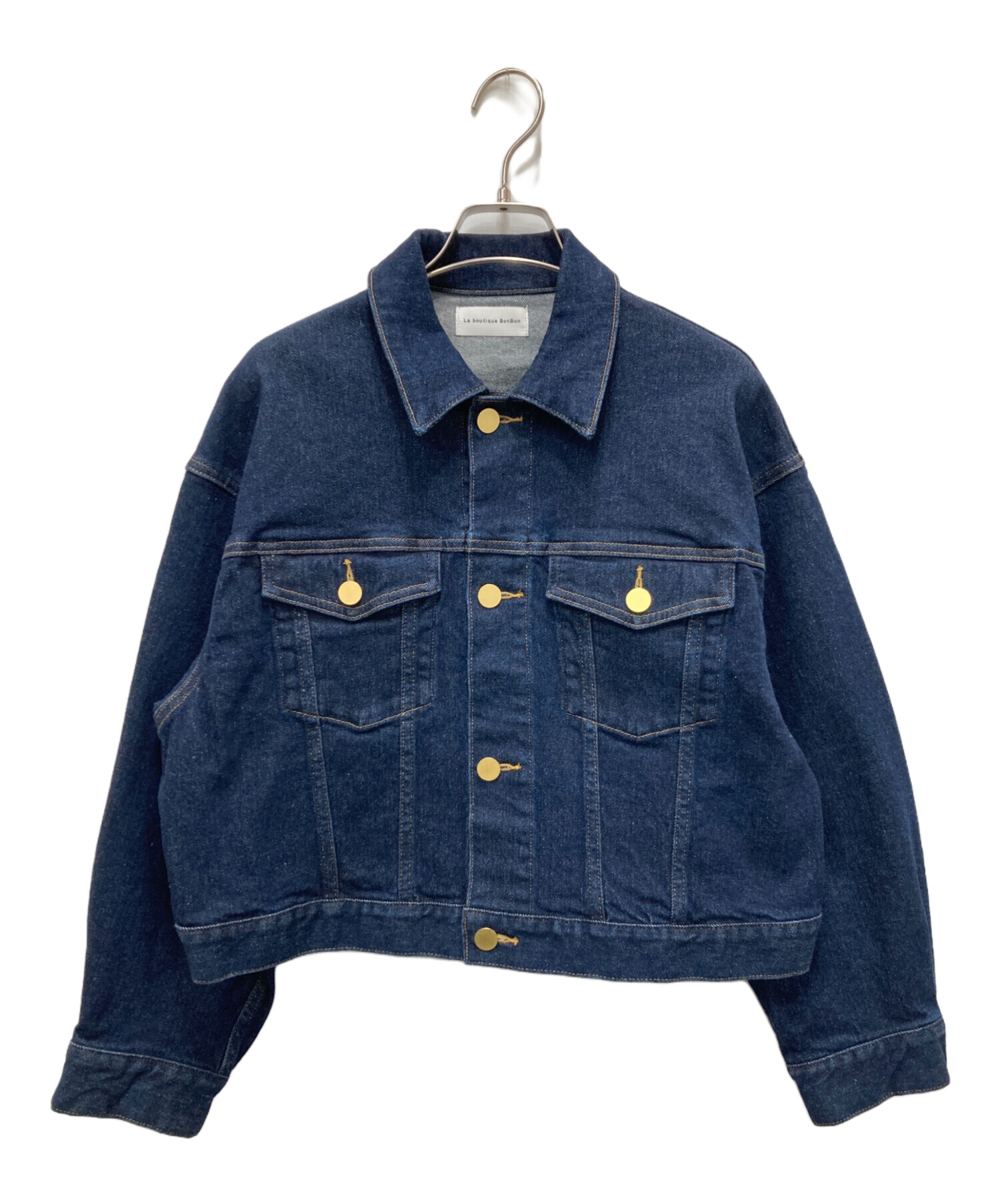 ラブティックボンボン♡メタル釦クロップドGジャン　ブラック 中古・古着通販】La boutique BonBon (ラブティックボンボン) メタル釦