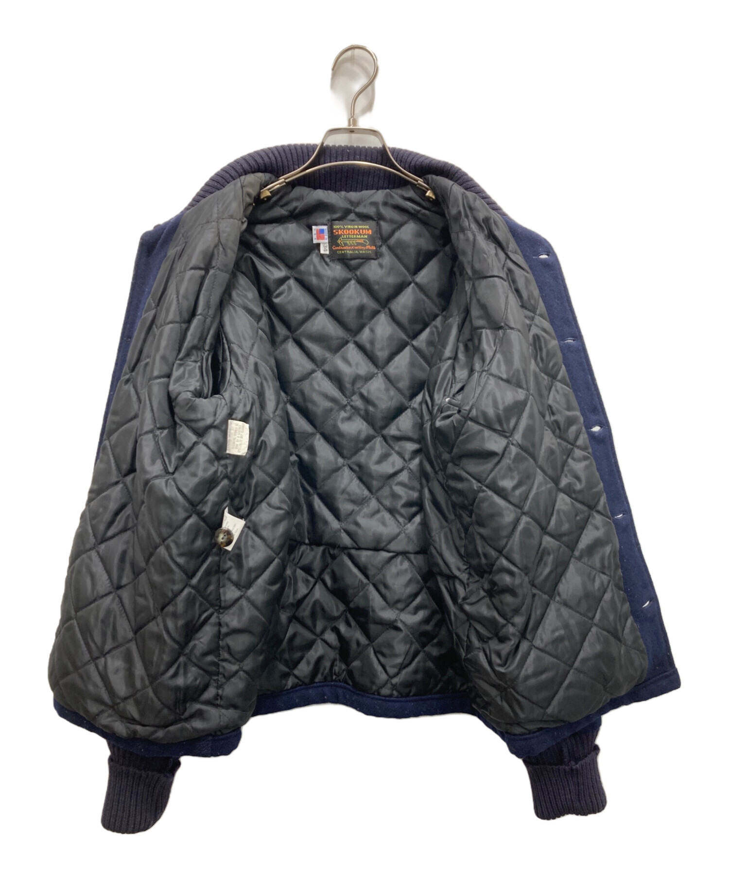 SKOOKUM スタジャン 100% ヴァージンウール 34 中古・古着通販】skookum (スクーカム) ウールスタジャン ネイビー