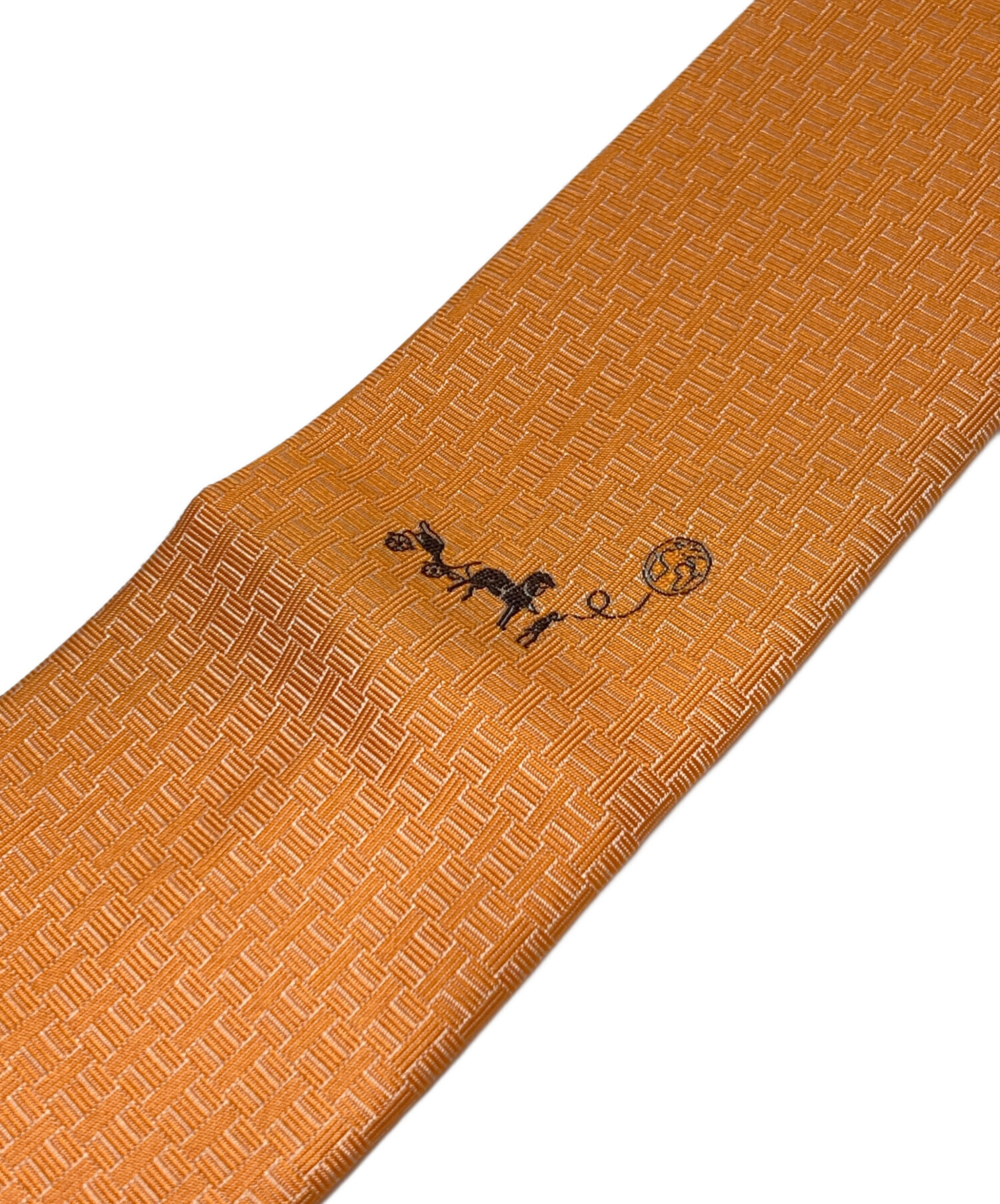 中古・古着通販】HERMES (エルメス) ロゴネクタイ オレンジ サイズ