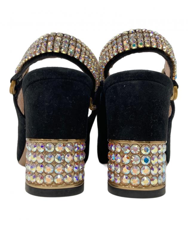 グッチ　ビジューパンプス　37サイズ 中古・古着通販】GUCCI (グッチ) ビジューヒールパンプス ブラック