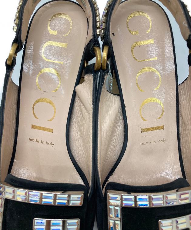 中古・古着通販】GUCCI (グッチ) ビジューヒールパンプス ブラック