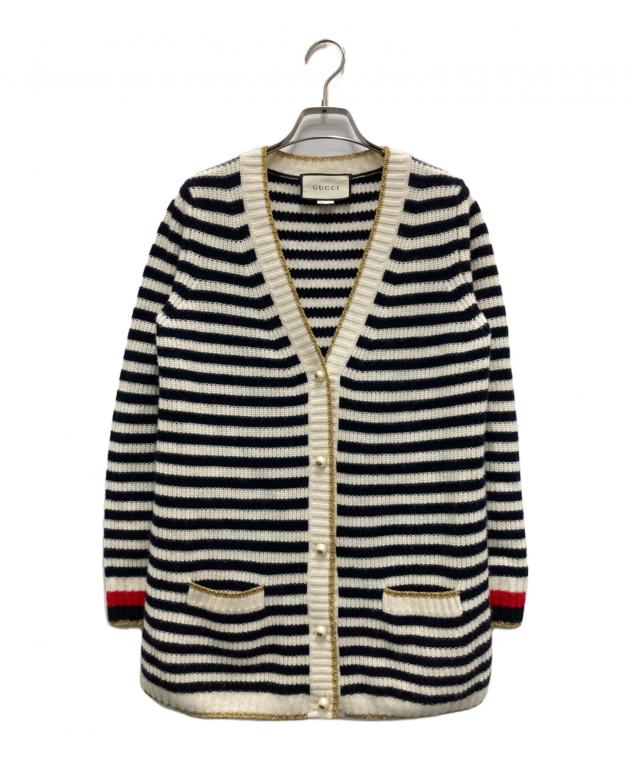 GUCCI グッチ　ボーダー　カーディガン 中古・古着通販】GUCCI (グッチ) ストライプウールブレンドボーダー