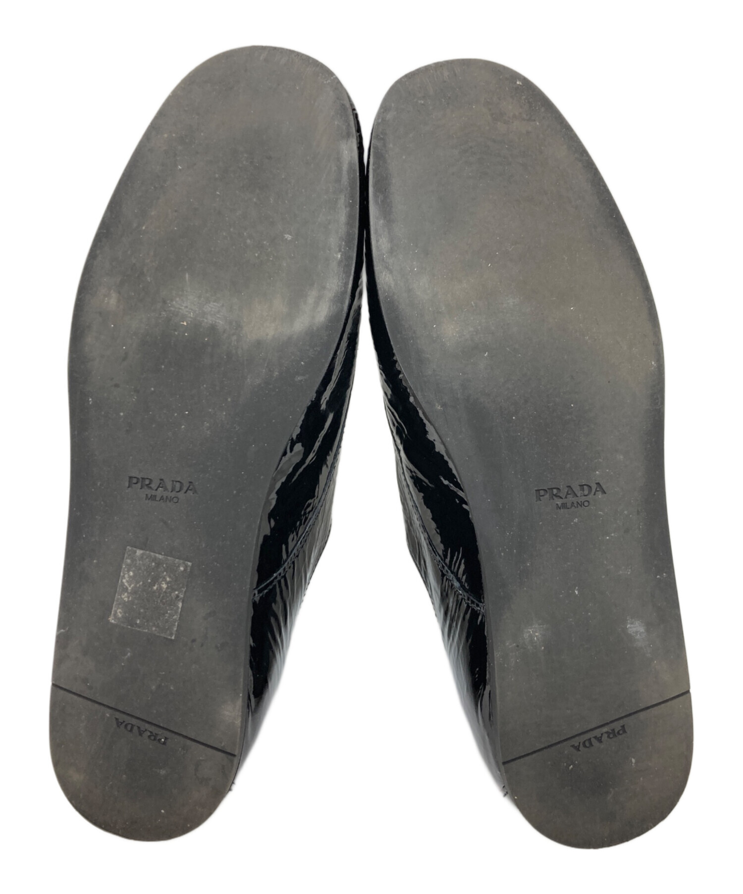 中古・古着通販】PRADA (プラダ) パテントフラットシューズ ブラック