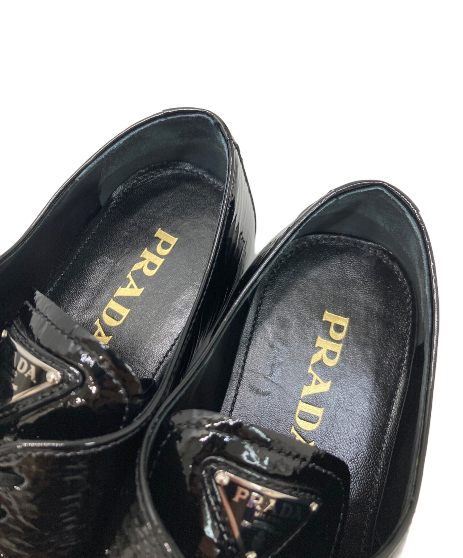 中古・古着通販】PRADA (プラダ) パテントフラットシューズ ブラック