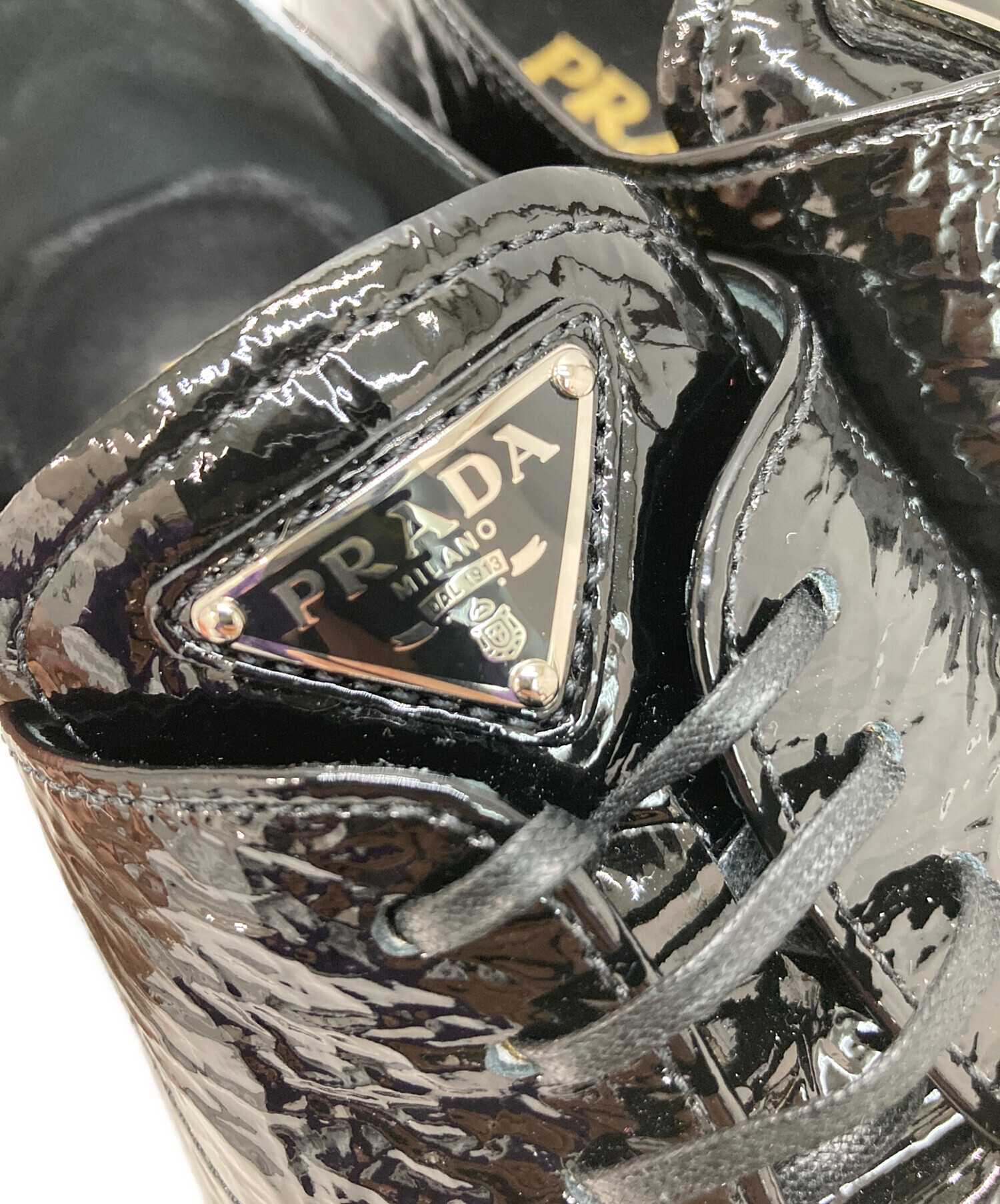 中古・古着通販】PRADA (プラダ) パテントフラットシューズ ブラック