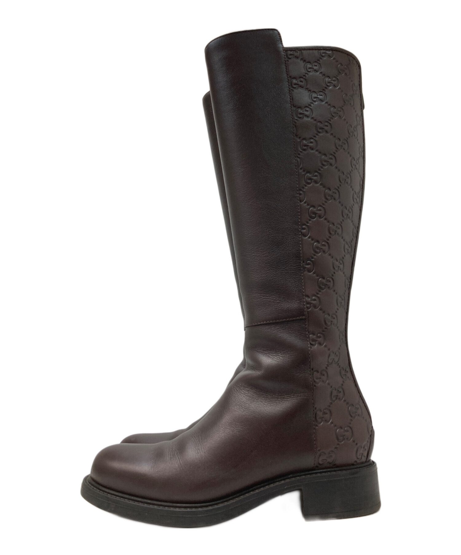 中古・古着通販】GUCCI (グッチ) GG柄ロングブーツ ブラウン サイズ:36