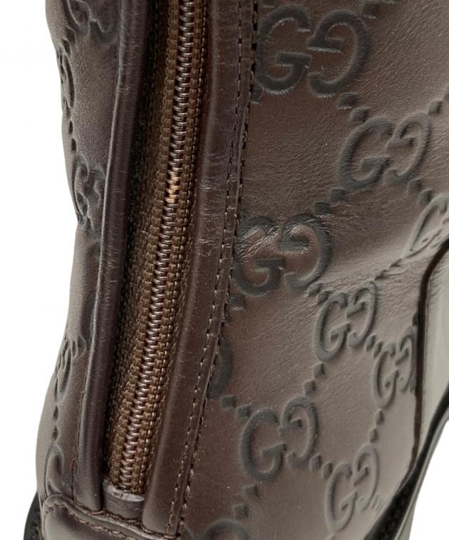 中古・古着通販】GUCCI (グッチ) GG柄ロングブーツ ブラウン サイズ:36