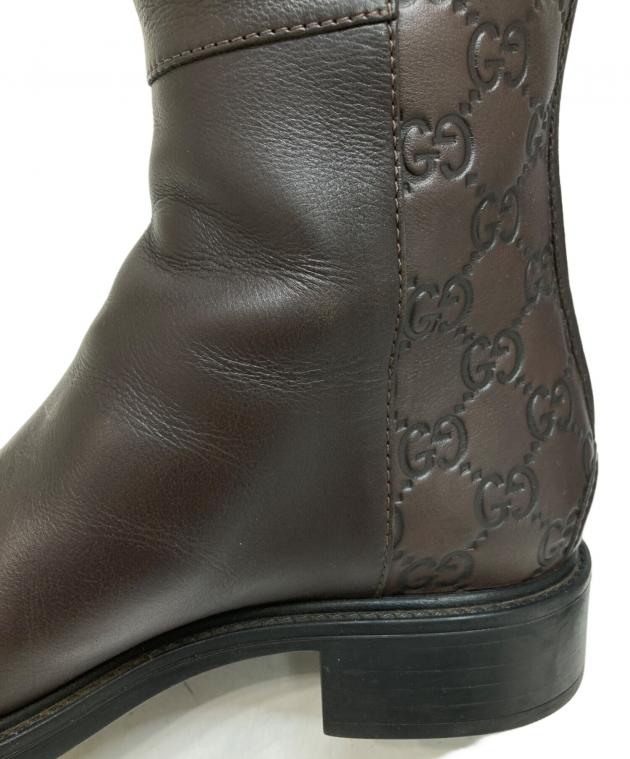 中古・古着通販】GUCCI (グッチ) GG柄ロングブーツ ブラウン サイズ:36