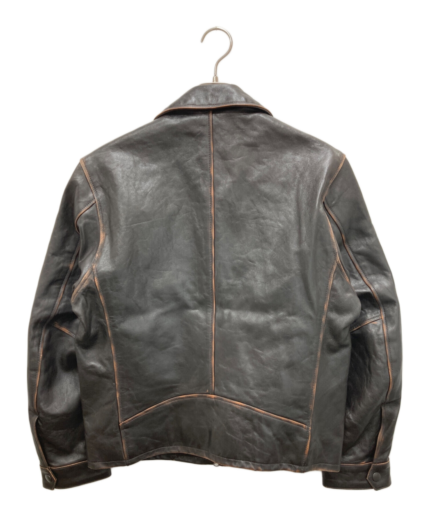 【美品】ÉDIFICE ラムレザー フレンチアンティーク ライダースジャケット 中古・古着通販】EDIFICE (エディフィス) ラムレザー フレンチ