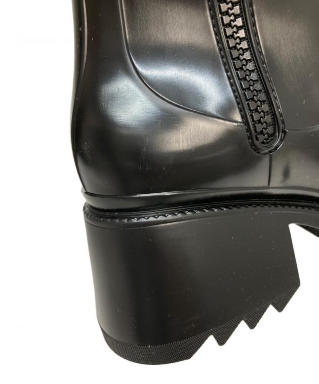 クロエ37 スクエアトゥ レインブーツ サイドジップブラック chloe クロエ37 スクエアトゥ レインブーツ サイドジップブラック chloe