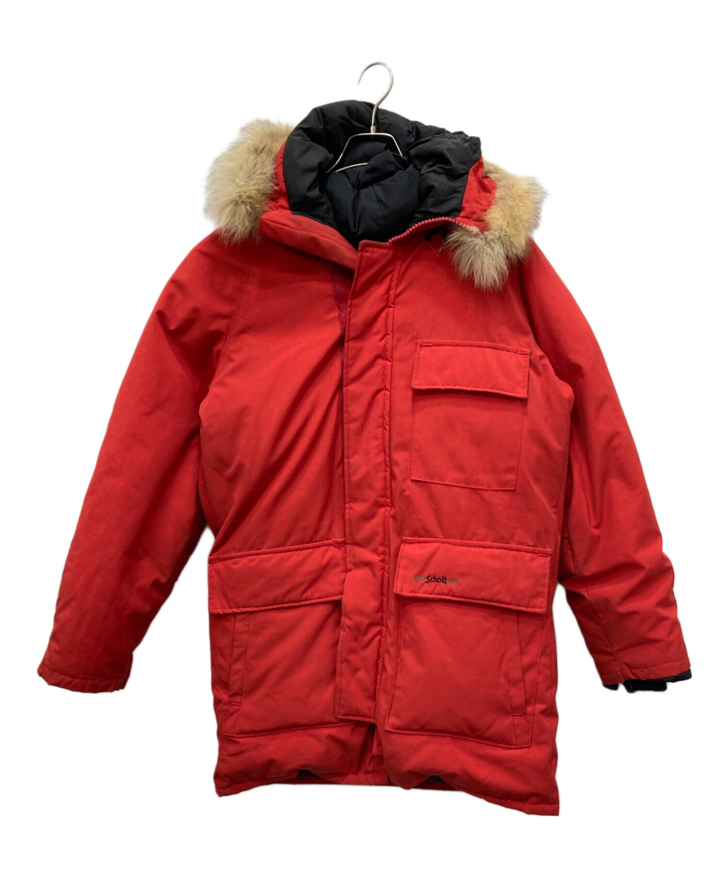 中古・古着通販】Schott (ショット) ファー付ダウンジャケット レッド