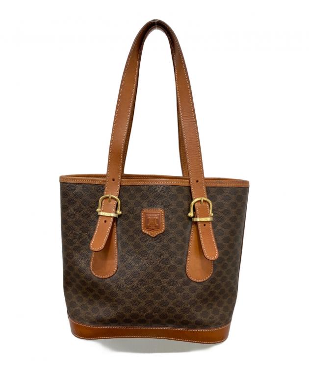 セリーヌ　CELINE マカダム柄 ハンドバッグ ブラウン 中古・古着通販】CELINE (セリーヌ) マカダム柄ハンドバッグ ブラウン
