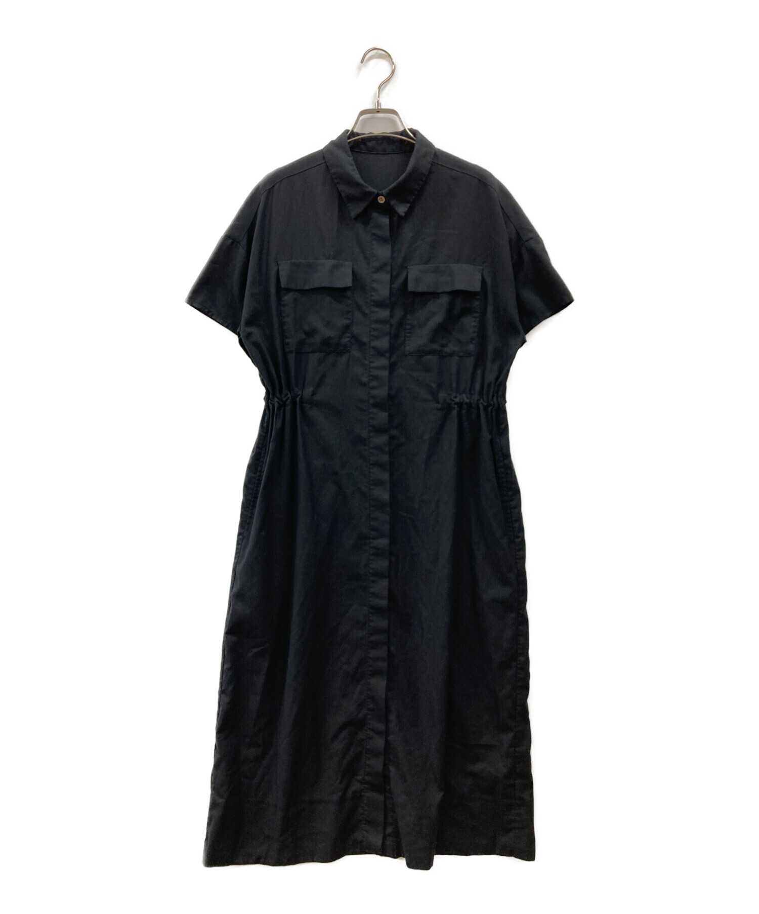 中古・古着通販】SOEJU (ソージュ) ロングシャツワンピース ブラック