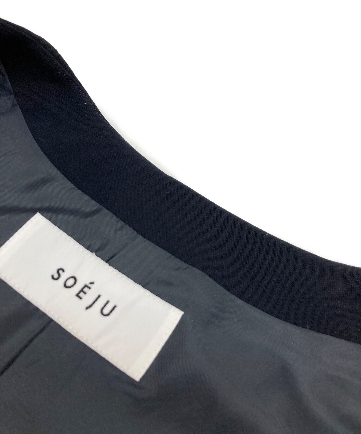 中古・古着通販】SOEJU (ソージュ) ウールライクロングジレ ネイビー