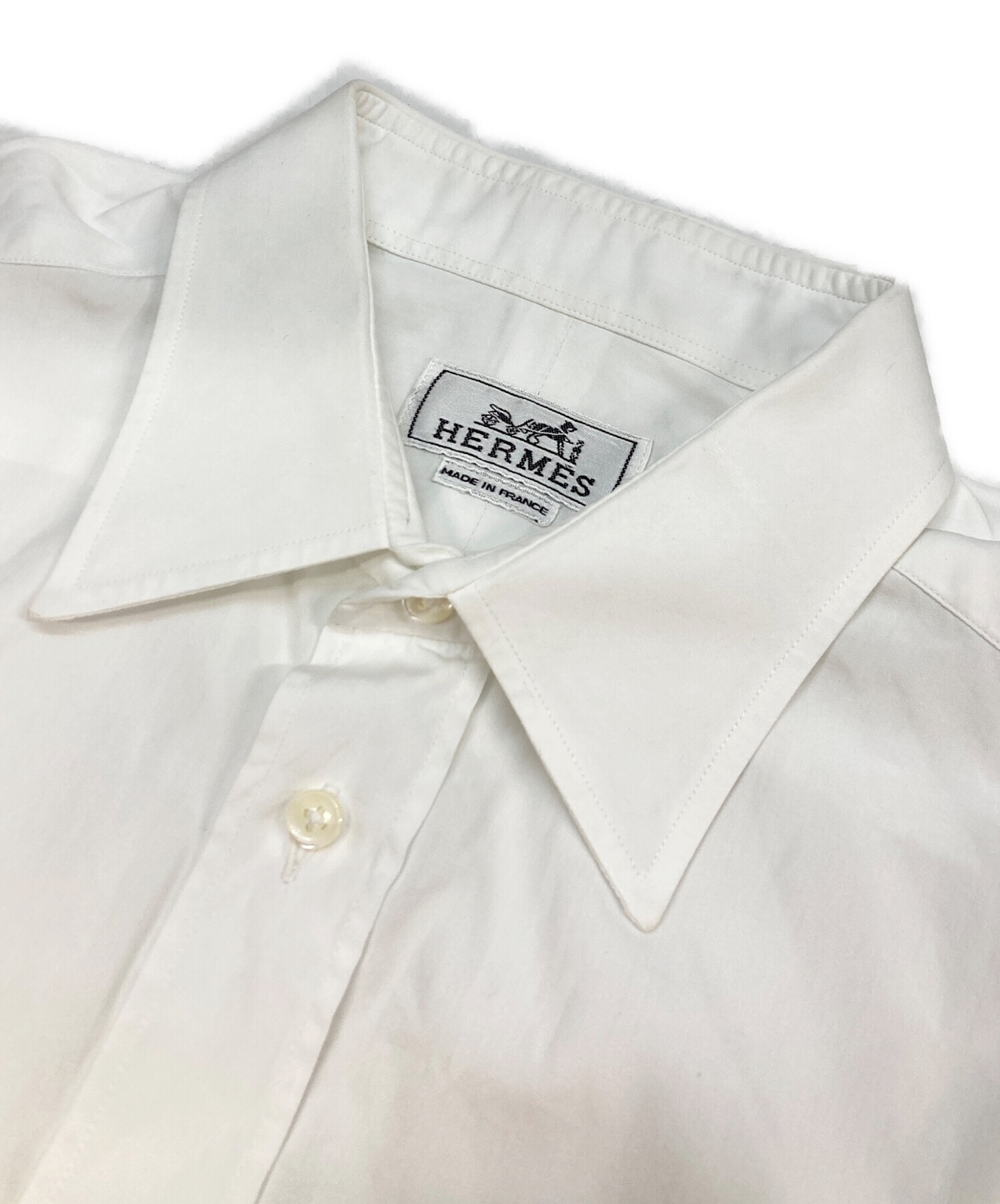 中古・古着通販】HERMES (エルメス) セリエ釦シャツ ホワイト サイズ