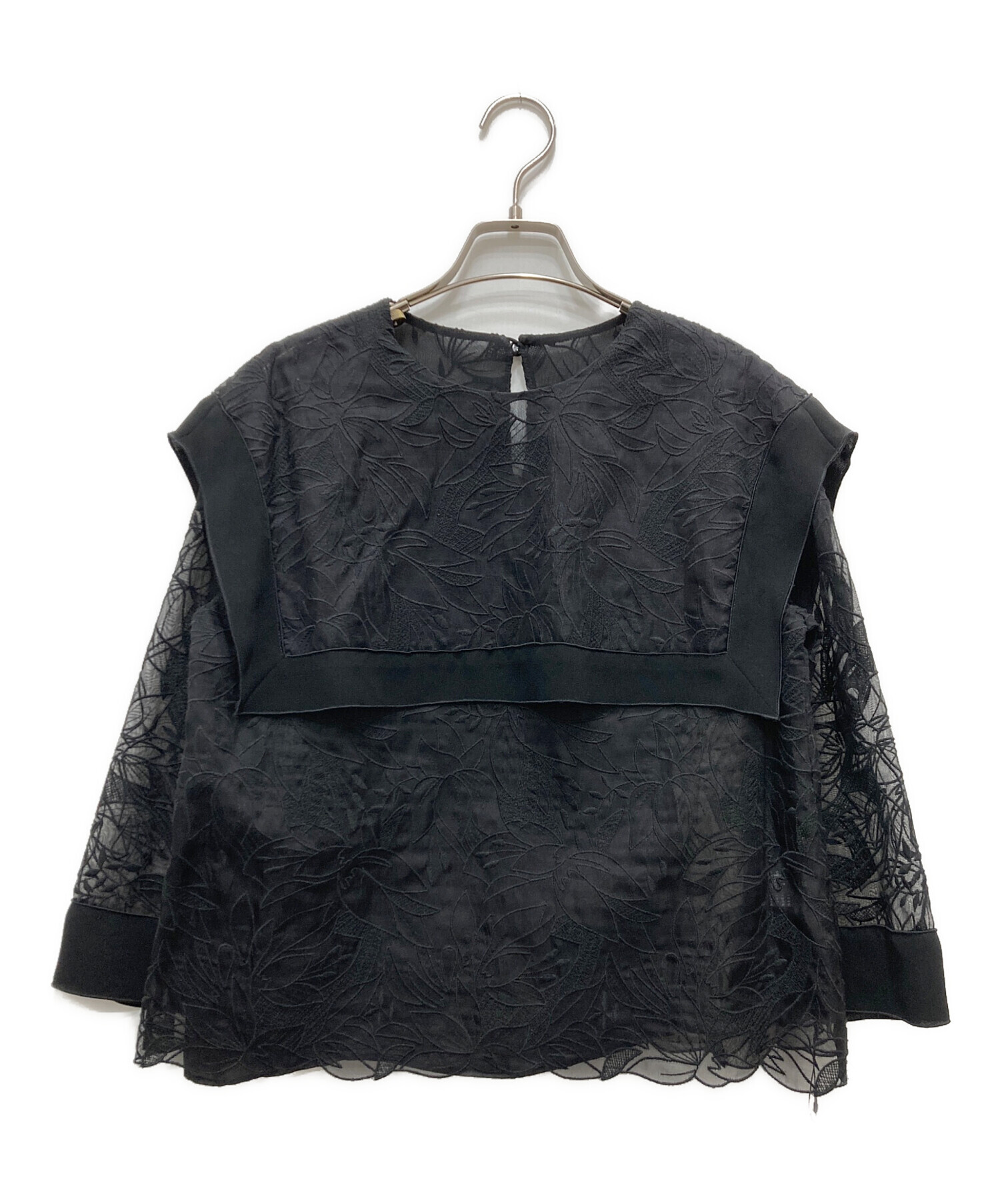中古・古着通販】ADORE (アドーア) シルク刺繍ブラウス ブラック 