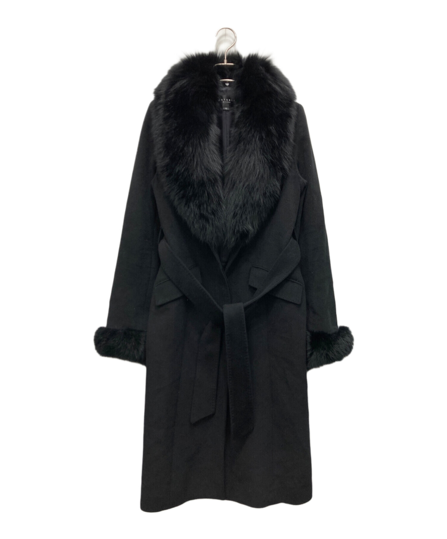 マテリア ブルーフォックス アンゴラウールコート ベルト付き 中古・古着通販】MATERIA (マテリア) ブルーフォックスファー付