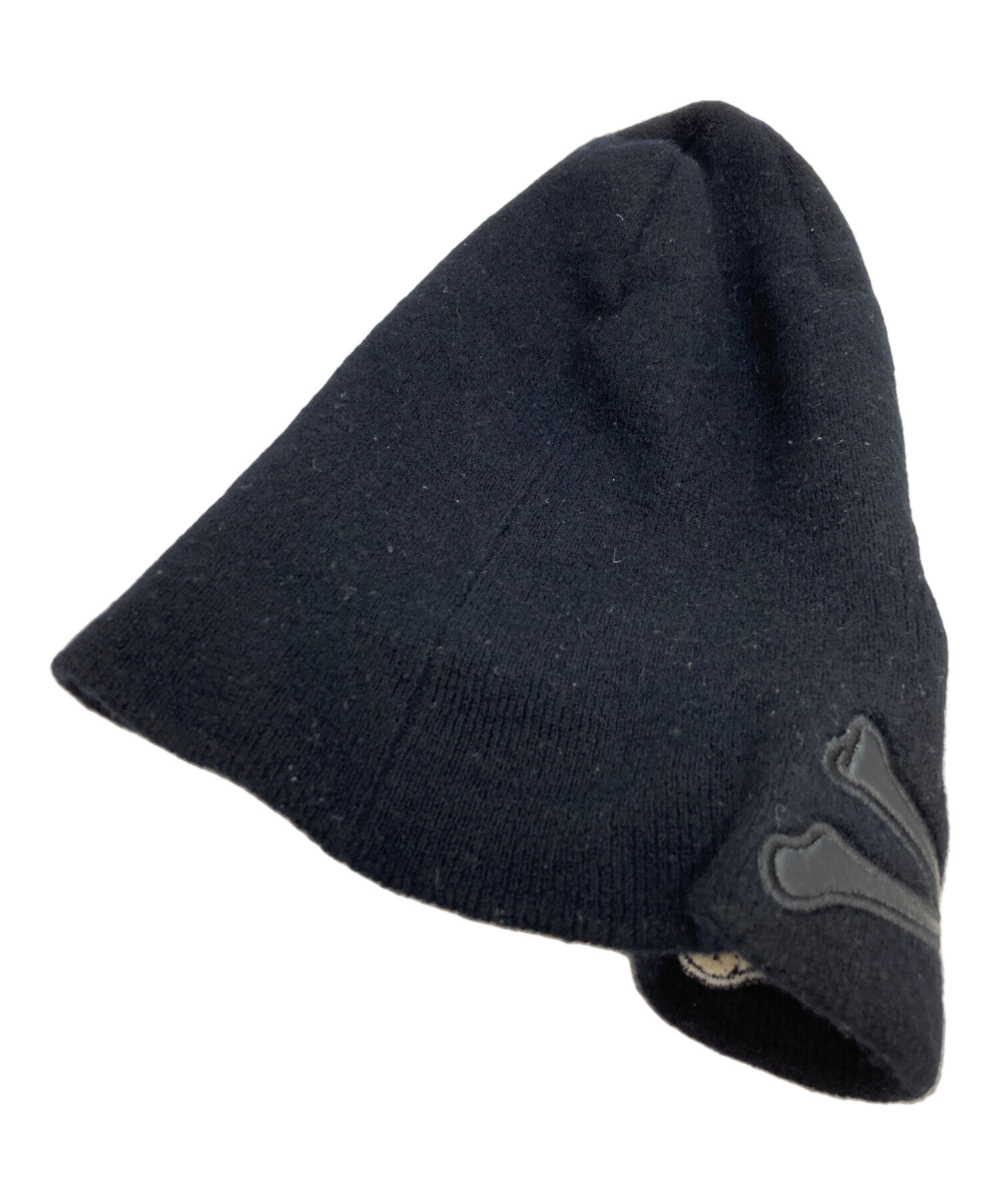 中古・古着通販】Roen (ロエン) スカル レザーニットキャップ ブラック