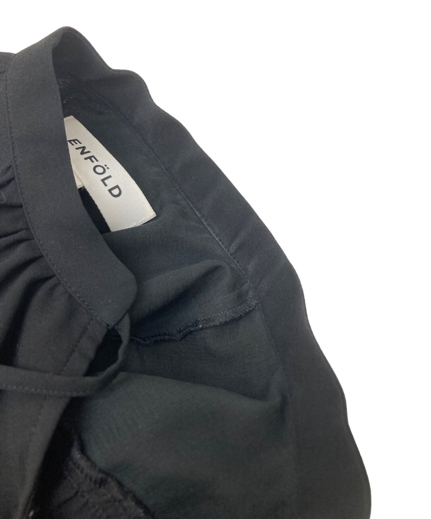 中古・古着通販】ENFOLD (エンフォルド) CAPE−SLEEVE DRESS ブラック