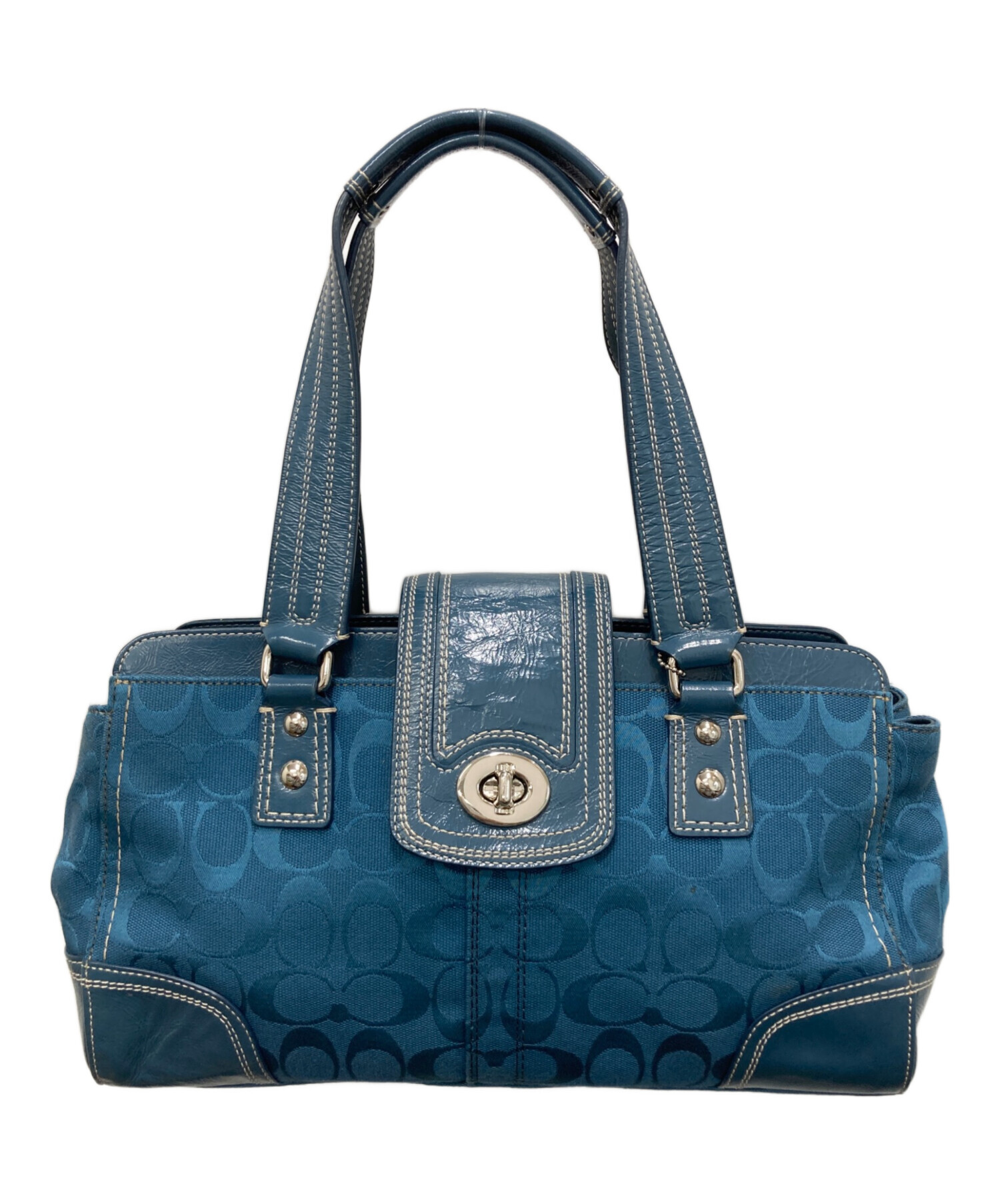 COACH シグネチャー ハンドバッグ ブルー系 コーチシグネチャー コーチ ブルー バッグ コーチ COACH シグネチャー