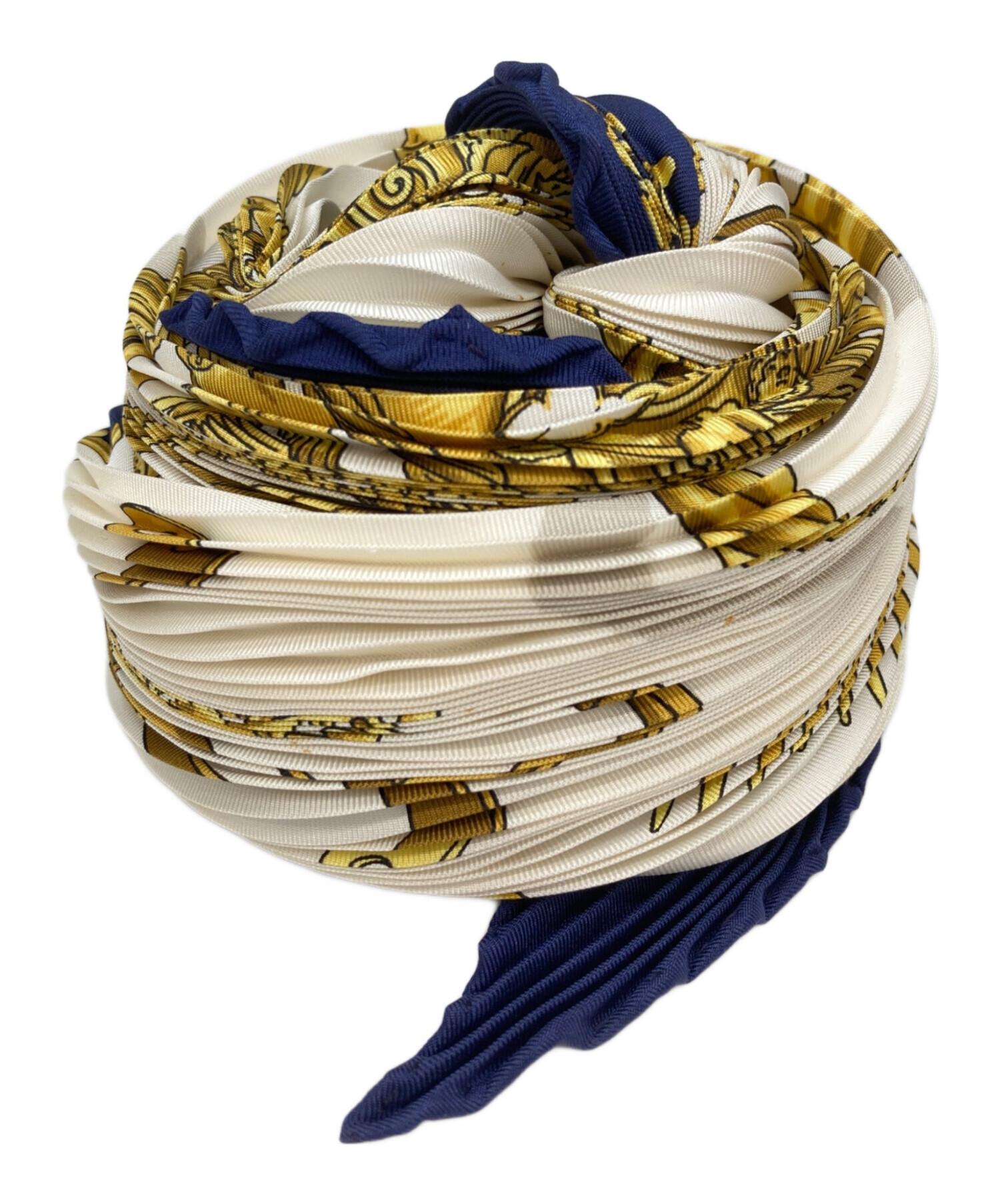 中古・古着通販】HERMES (エルメス) プリーツスカーフ ネイビー