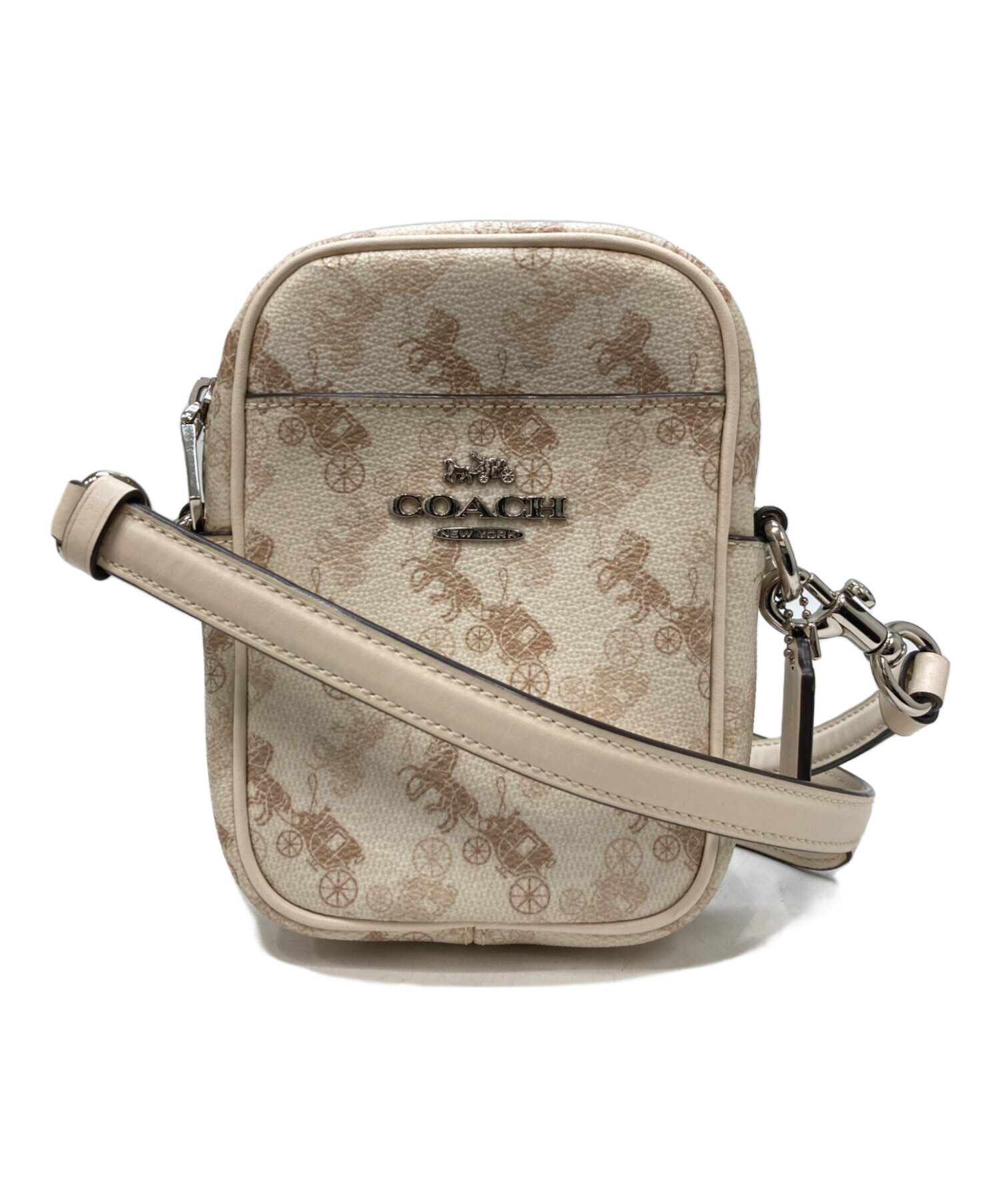 コーチ スモールホーボー シグネチャー ワンショルダーバッグ ベージュ 中古・古着通販】COACH (コーチ) ミニホースショルダーバッグ ベージュ
