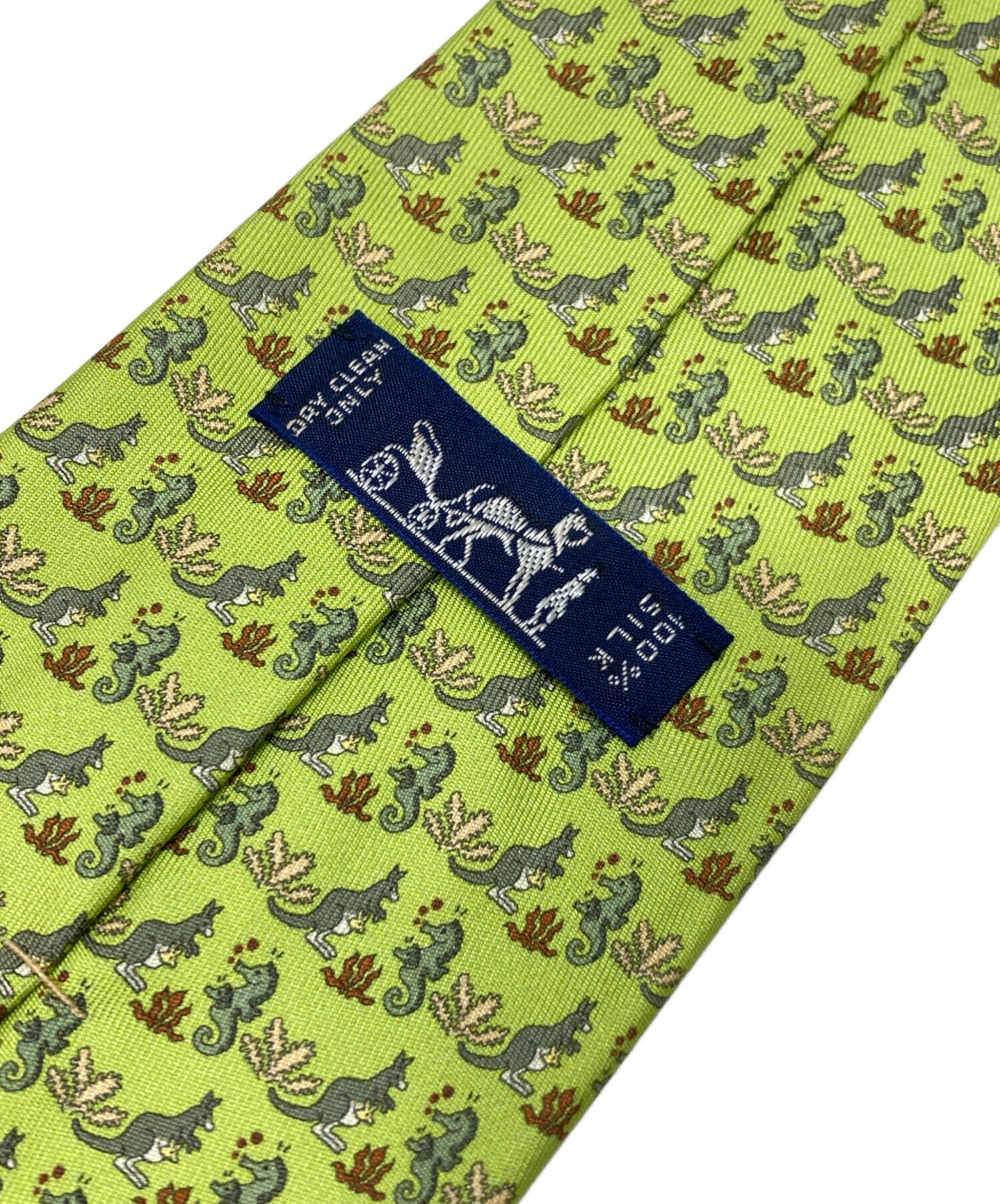 【極美品✨】HERMES ネクタイ　ダークグリーン　深緑　ファソネ　馬蹄　鍵 中古・古着通販】HERMES (エルメス) 総柄ネクタイ グリーン サイズ:無