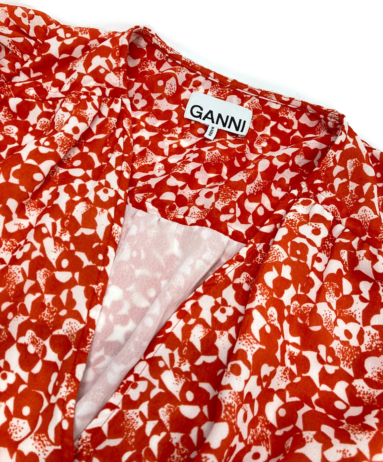 中古・古着通販】Ganni (ガニー) 総柄ワンピース レッド サイズ:38