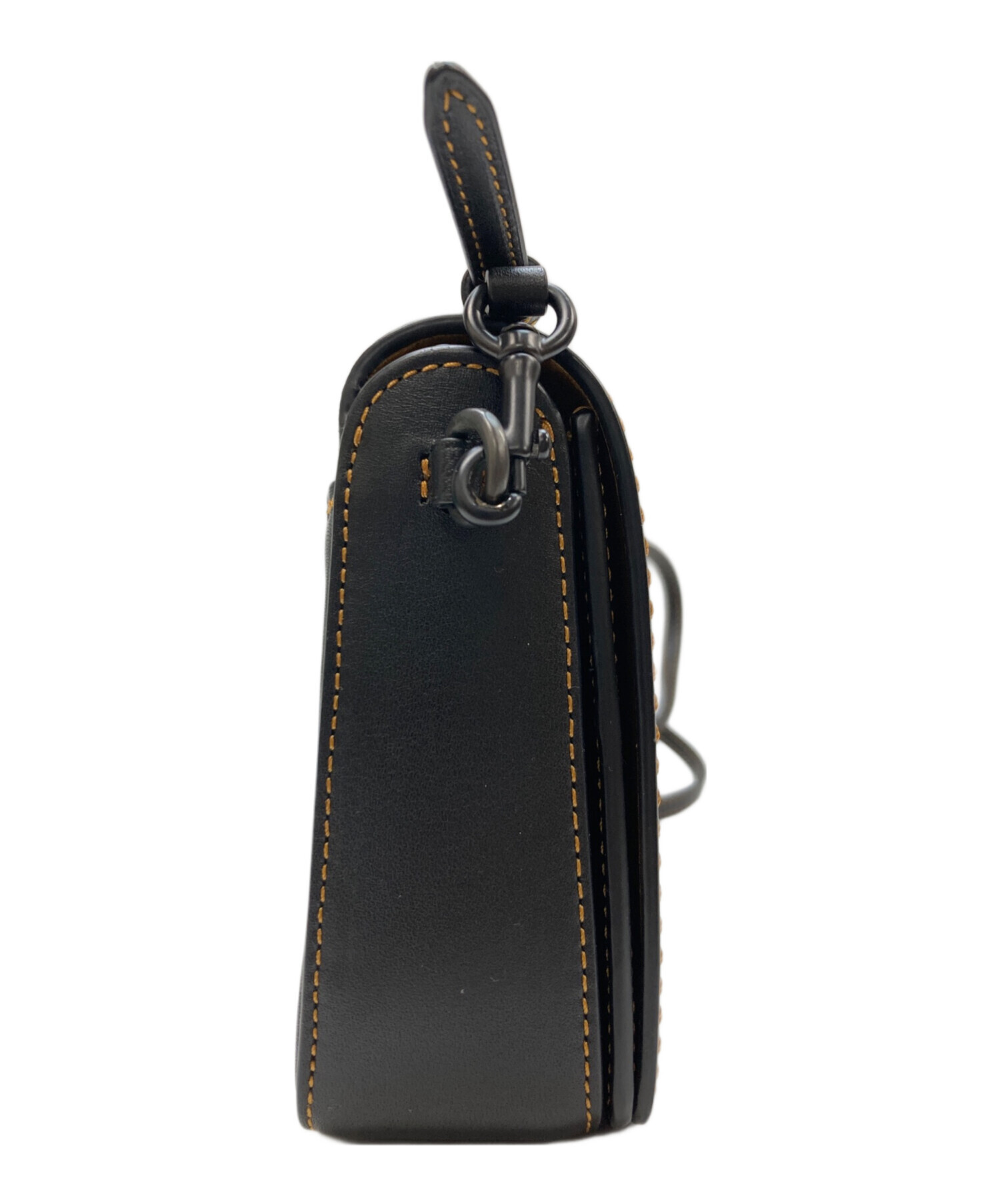 美品 COACH コーチ シュリンクレザー ショルダーウォレット ショルダーバッグ ブラック レディース 古着 中古 USED 中古・古着通販】COACH (コーチ) フラップレザーショルダーバッグ