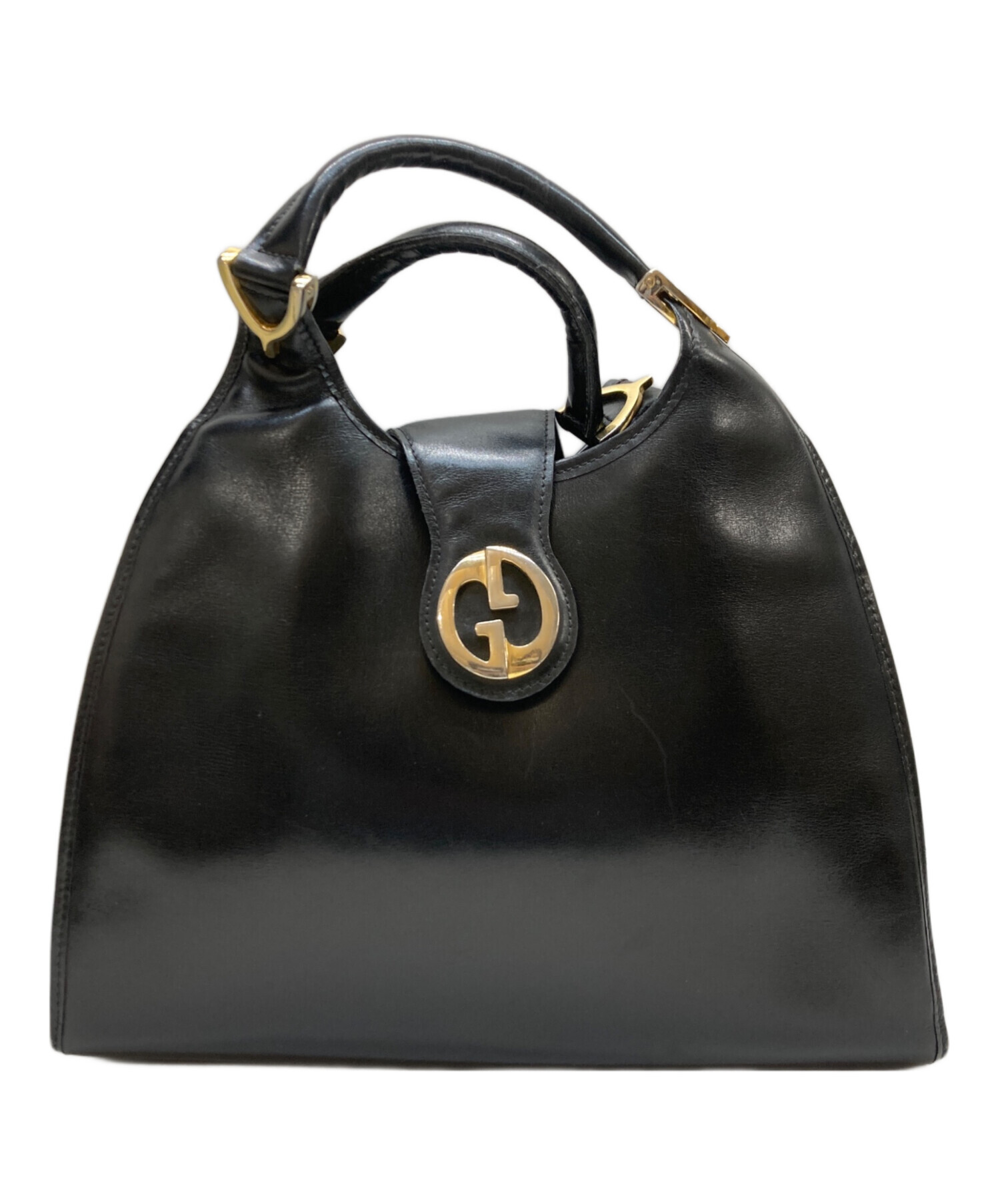 中古・古着通販】GUCCI (グッチ) レザーハンドバッグ ブラック