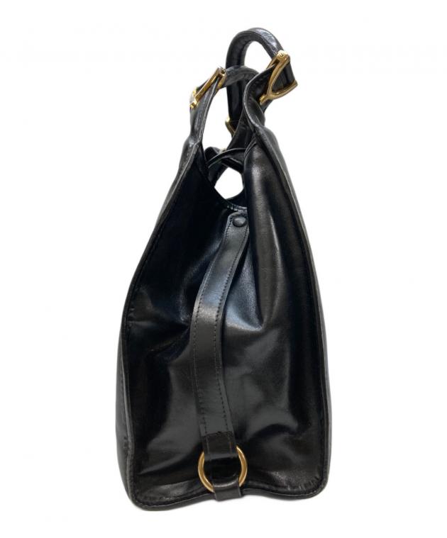 ■GUCCI（グッチ）美品 /ナイロン×レザー/ハンドバッグ/ブラック 黒 中古・古着通販】GUCCI (グッチ) レザーハンドバッグ ブラック