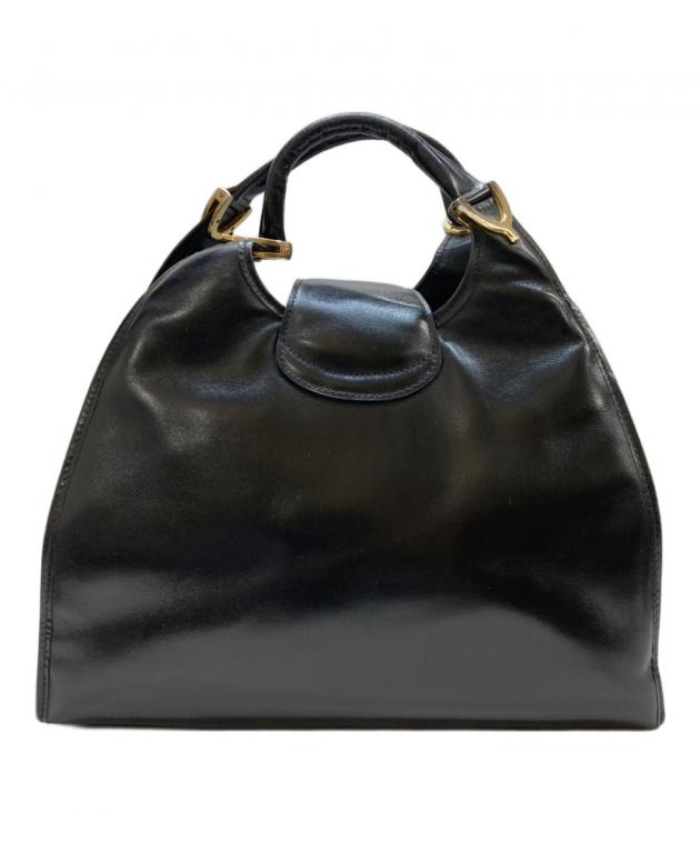 中古・古着通販】GUCCI (グッチ) レザーハンドバッグ ブラック