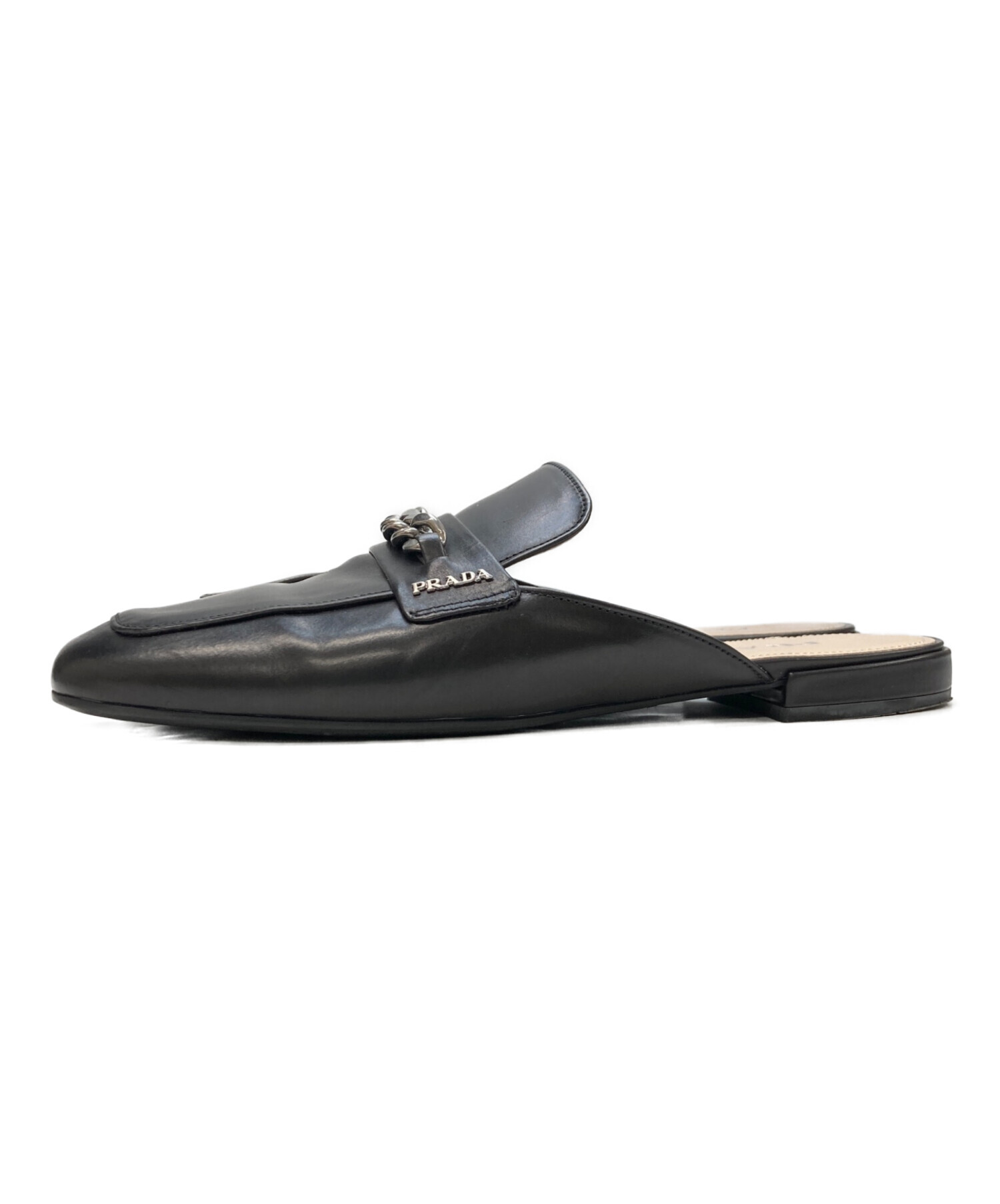 新品未使用　希少　ヴィンテージ　PRADA 　プラダ　ミュール 中古・古着通販】PRADA (プラダ) チェーンローファーミュール ブラック