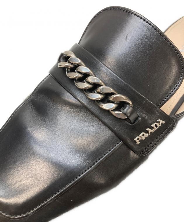 中古・古着通販】PRADA (プラダ) チェーンローファーミュール ブラック