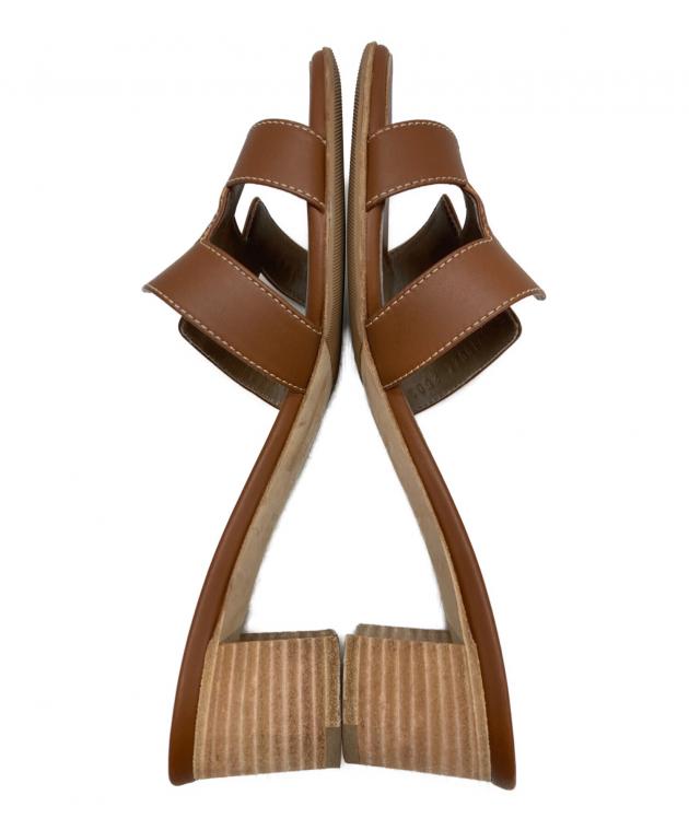 HERMES ブラウン サンダル 38 中古・古着通販】HERMES (エルメス) ヒールサンダル ブラウン サイズ